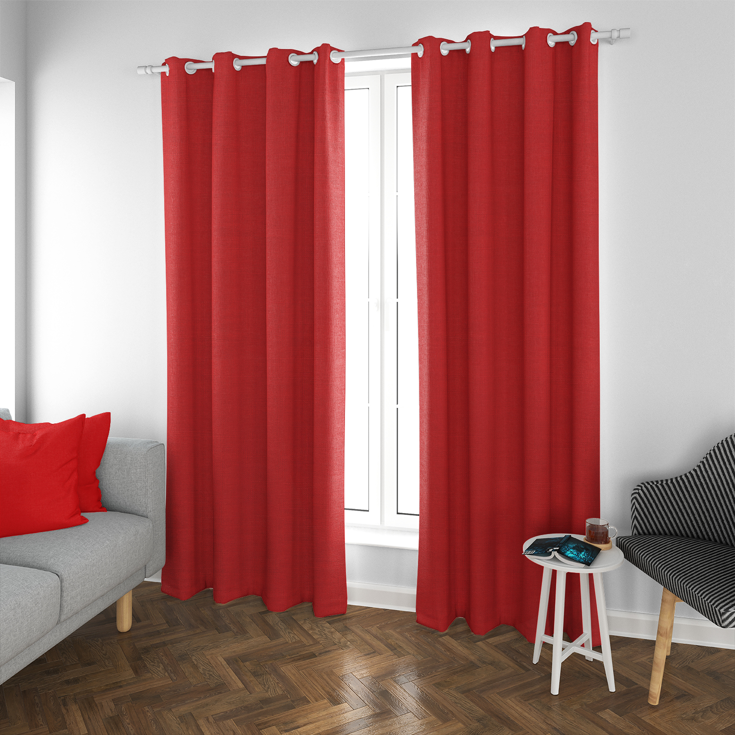 SET DE CORTINAS BLACKOUT 2 PAÑOS DE 140 X 220 CM ROJO - 2