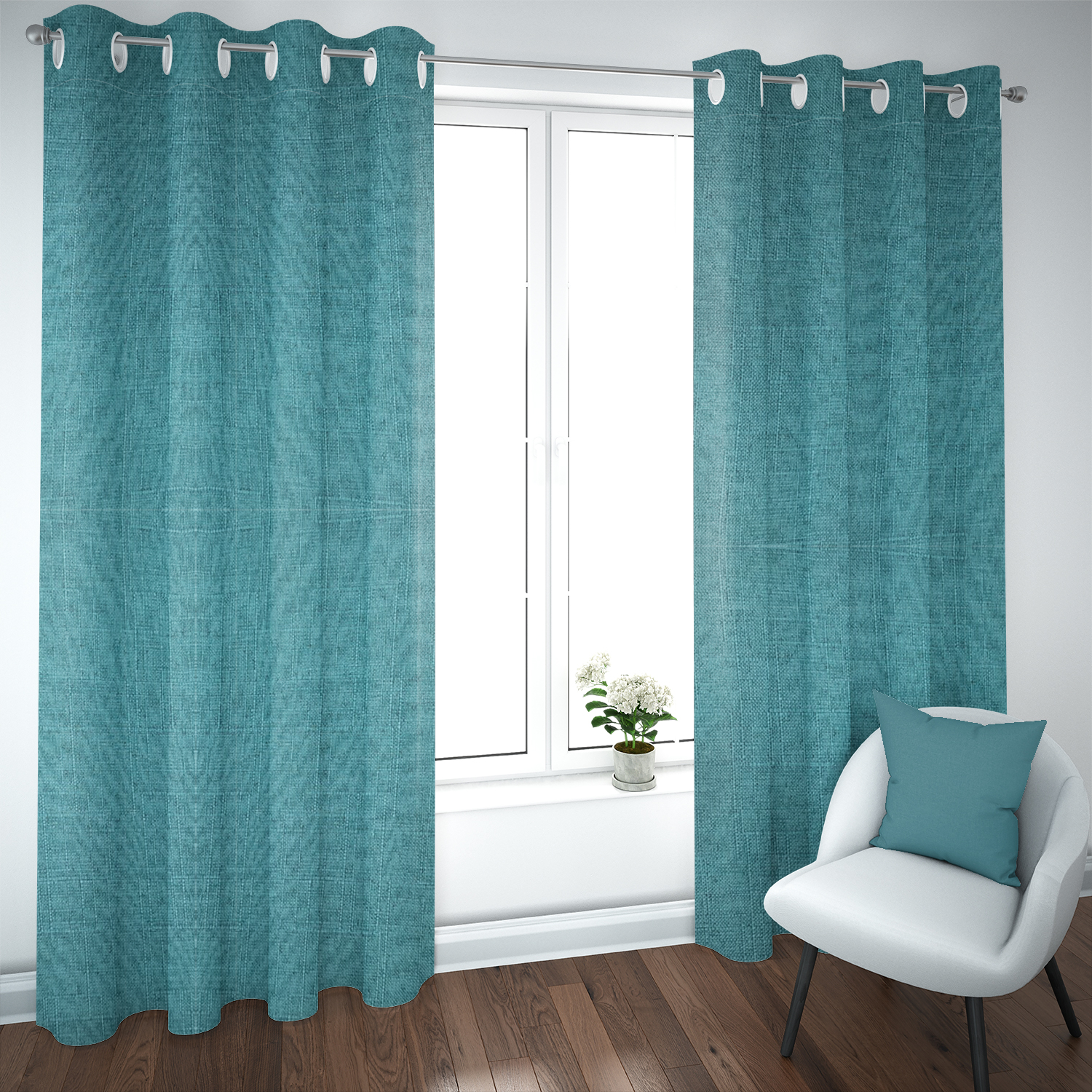 SET DE CORTINAS BLACKOUT 2 PAÑOS DE 140 X 220 CM TURQUESA - 1