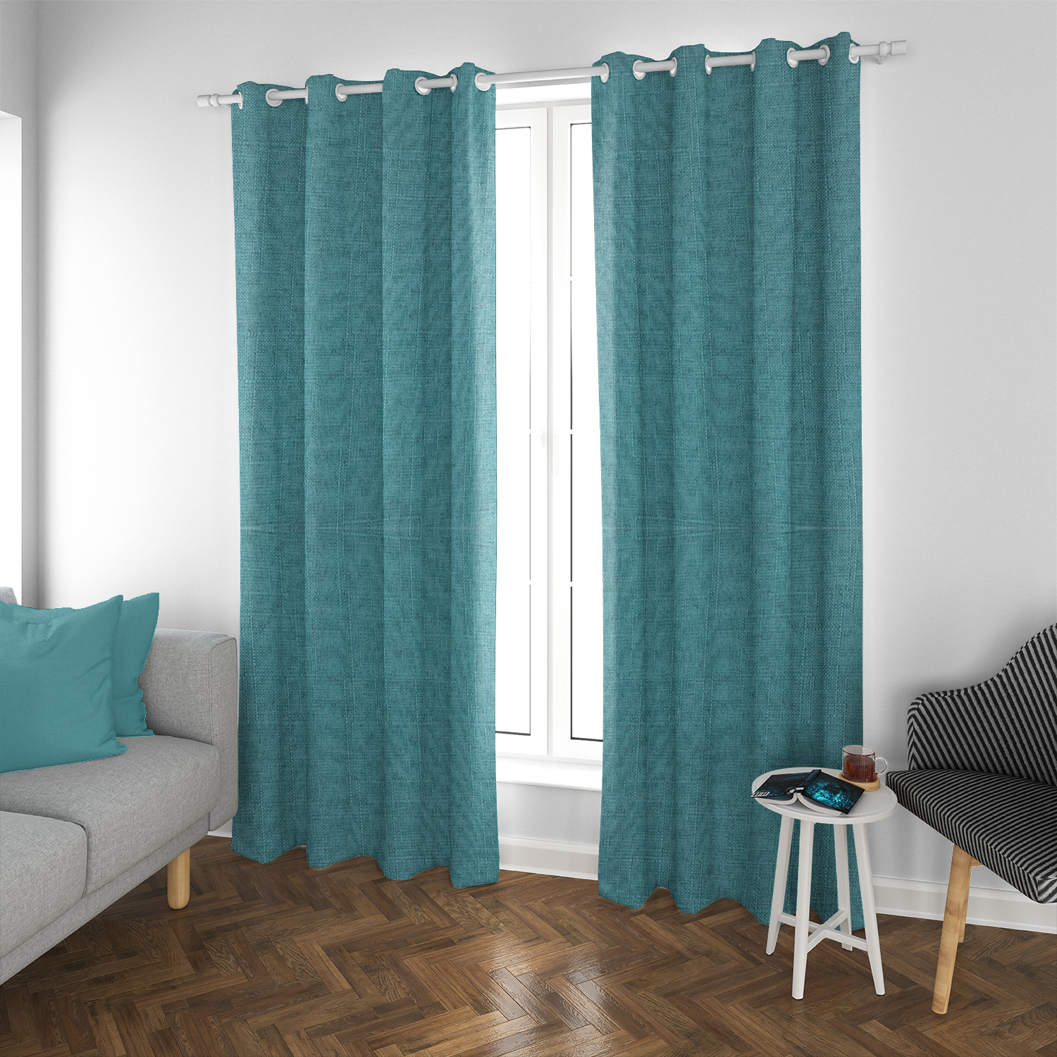 SET DE CORTINAS BLACKOUT 2 PAÑOS DE 140 X 220 CM TURQUESA - 2