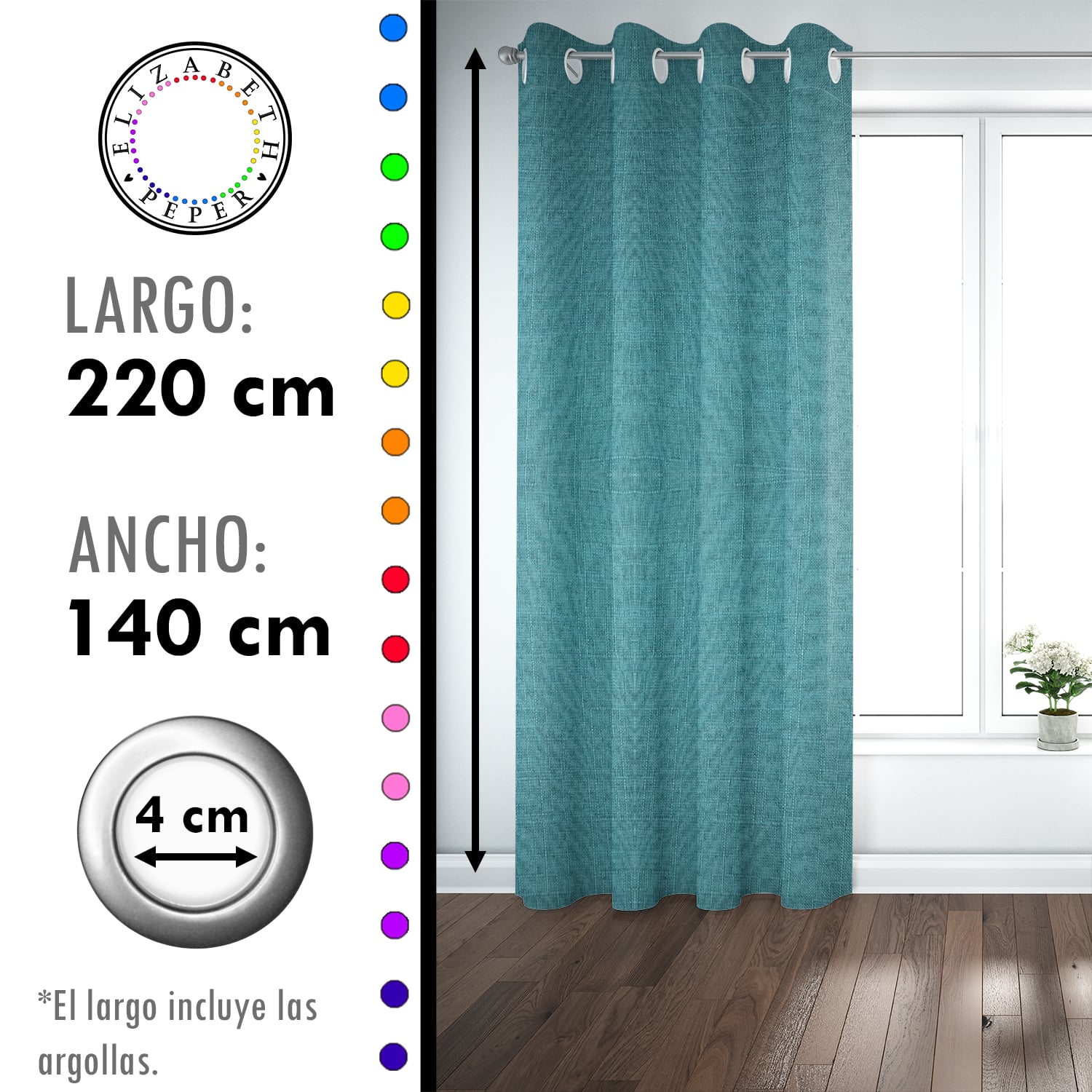 SET DE CORTINAS BLACKOUT 2 PAÑOS DE 140 X 220 CM TURQUESA - 4
