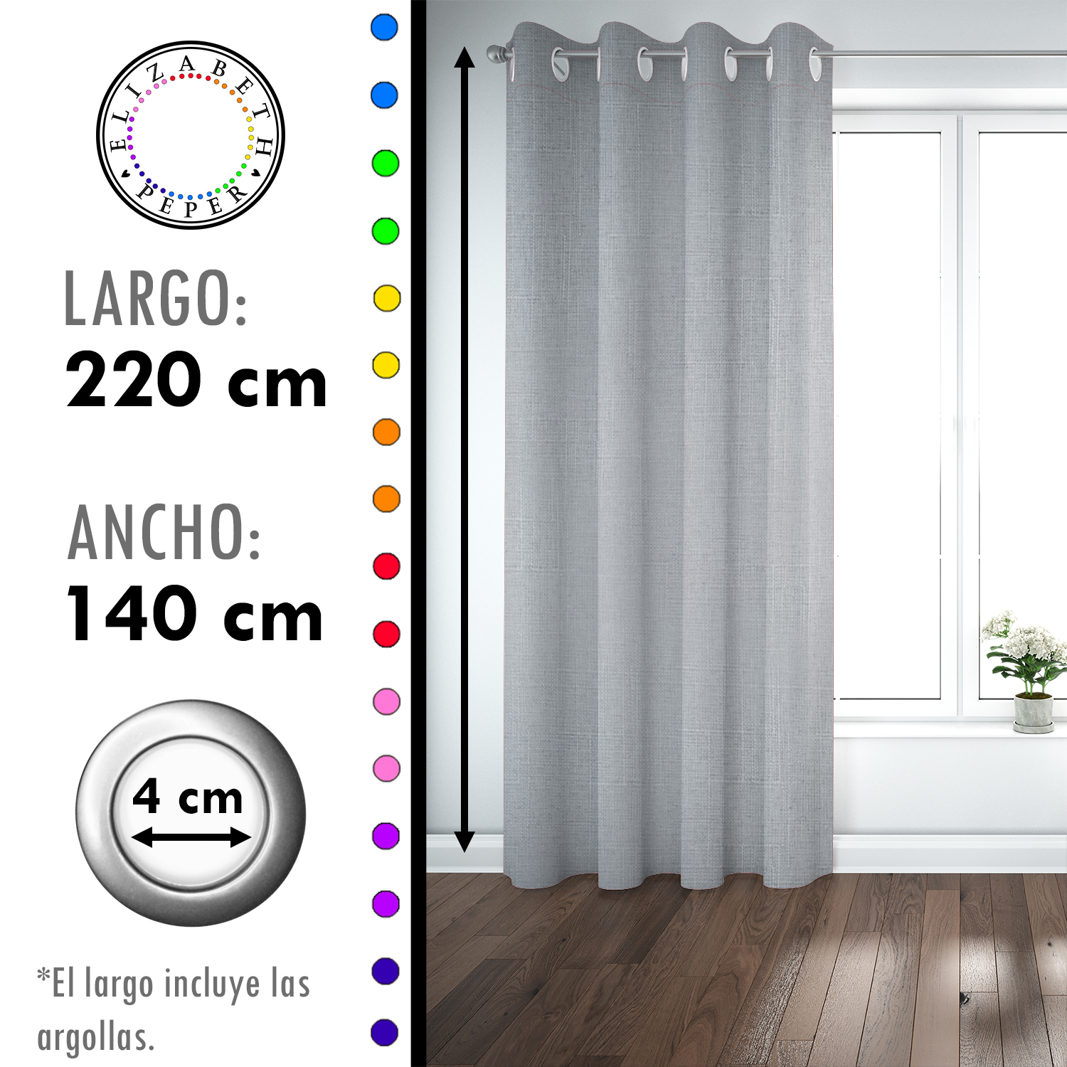 SET DE CORTINAS BLACKOUT 2 PAÑOS DE 140 X 220 CM GRIS PERLA - 4
