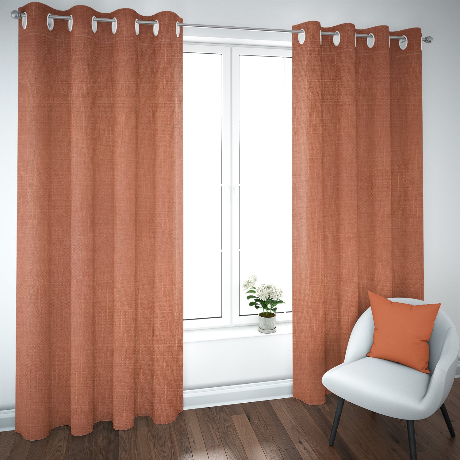 SET DE CORTINAS BLACKOUT 2 PAÑOS DE 140 X 220 CM NARANJA - 1