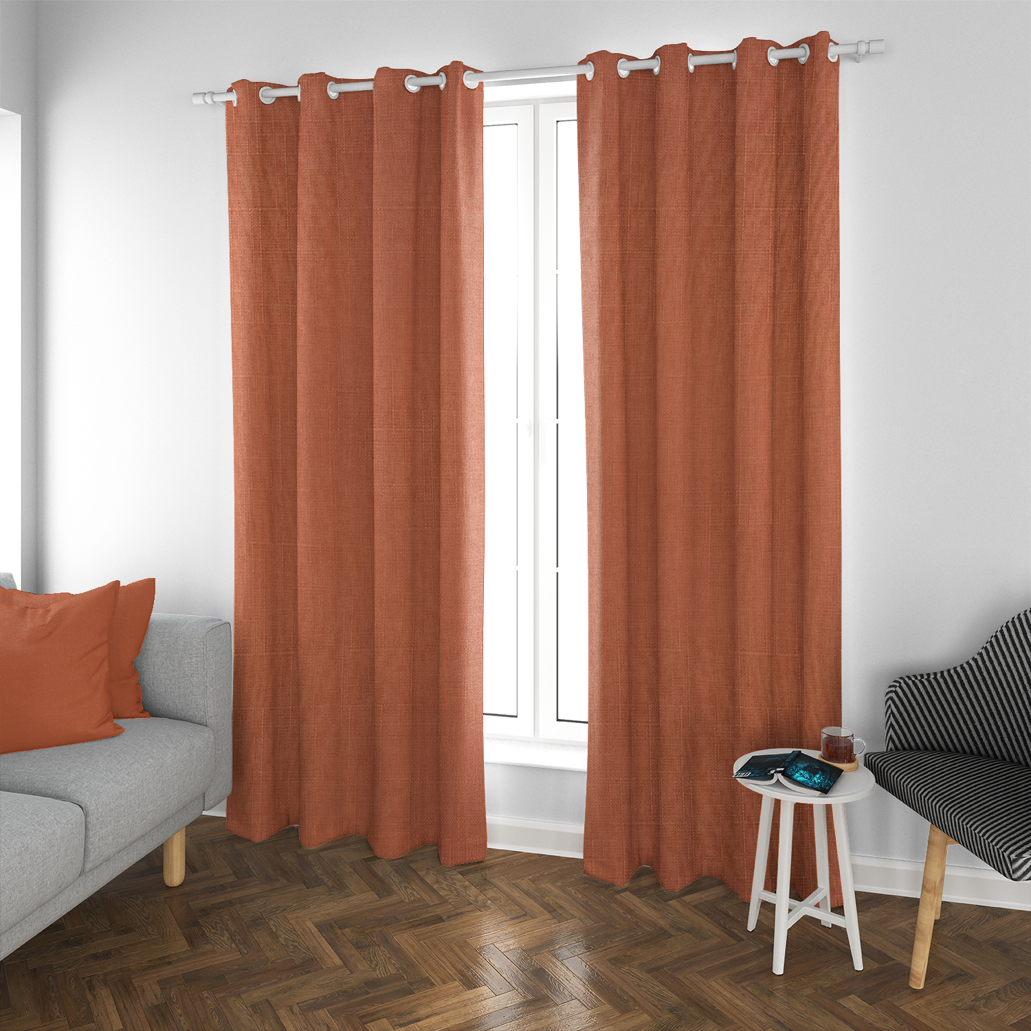 SET DE CORTINAS BLACKOUT 2 PAÑOS DE 140 X 220 CM NARANJA - 2