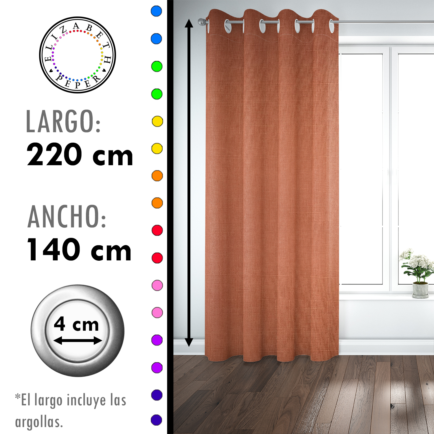 SET DE CORTINAS BLACKOUT 2 PAÑOS DE 140 X 220 CM NARANJA - 4