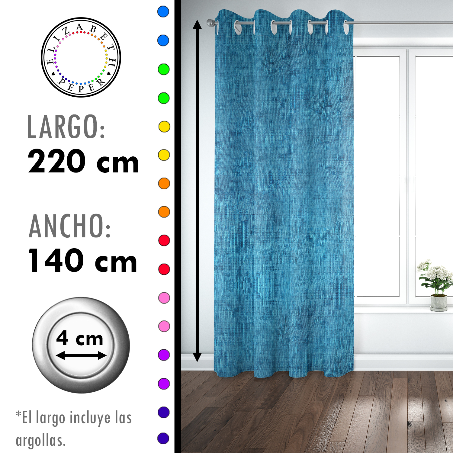 SET DE CORTINAS TEXTURA LINO 2 PAÑOS DE 140 X 220 CM - 4