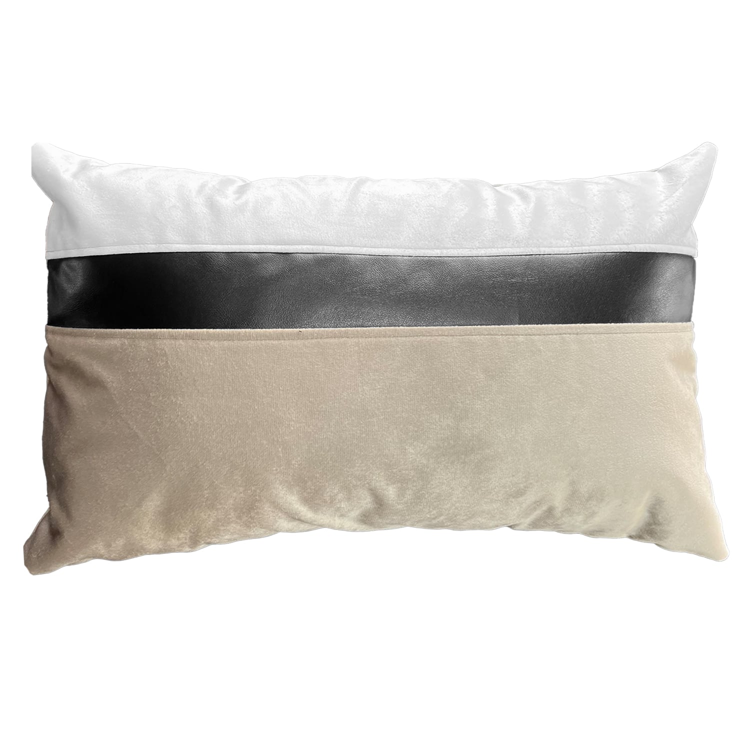 FUNDA COJÍN ELIZABETH PEPER DECORATIVO DISEÑO NEGRO ECOCUERO 50 X 30 CM BEIGE - 1
