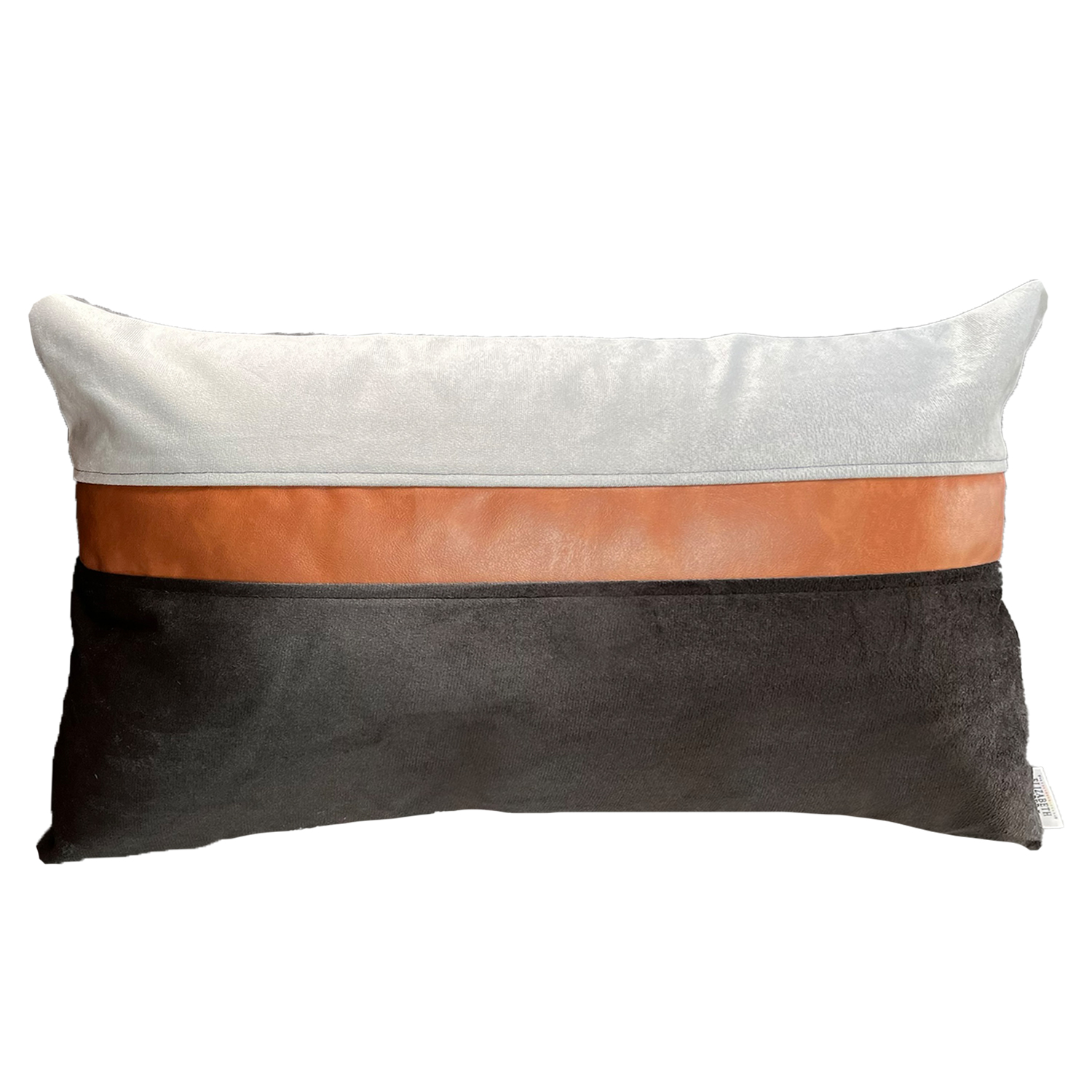 COJÍN ELIZABETH PEPER DECORATIVO DISEÑO GRIS ECOCUERO RELLENO 60 X 40 CM NEGRO - 1