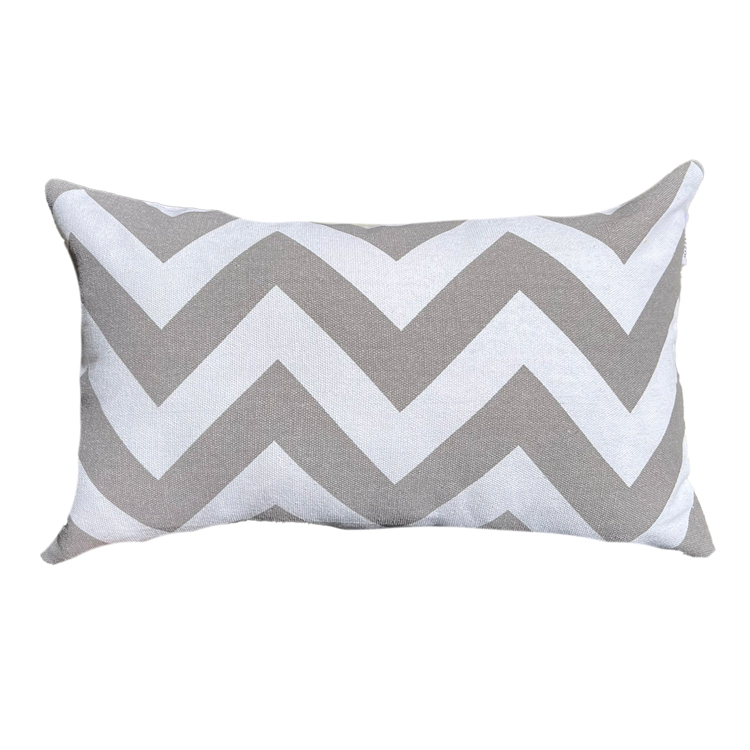 COJIN DECORATIVO DISEÑO ZIGZAG GRIS 50X30 RELLENO - 1
