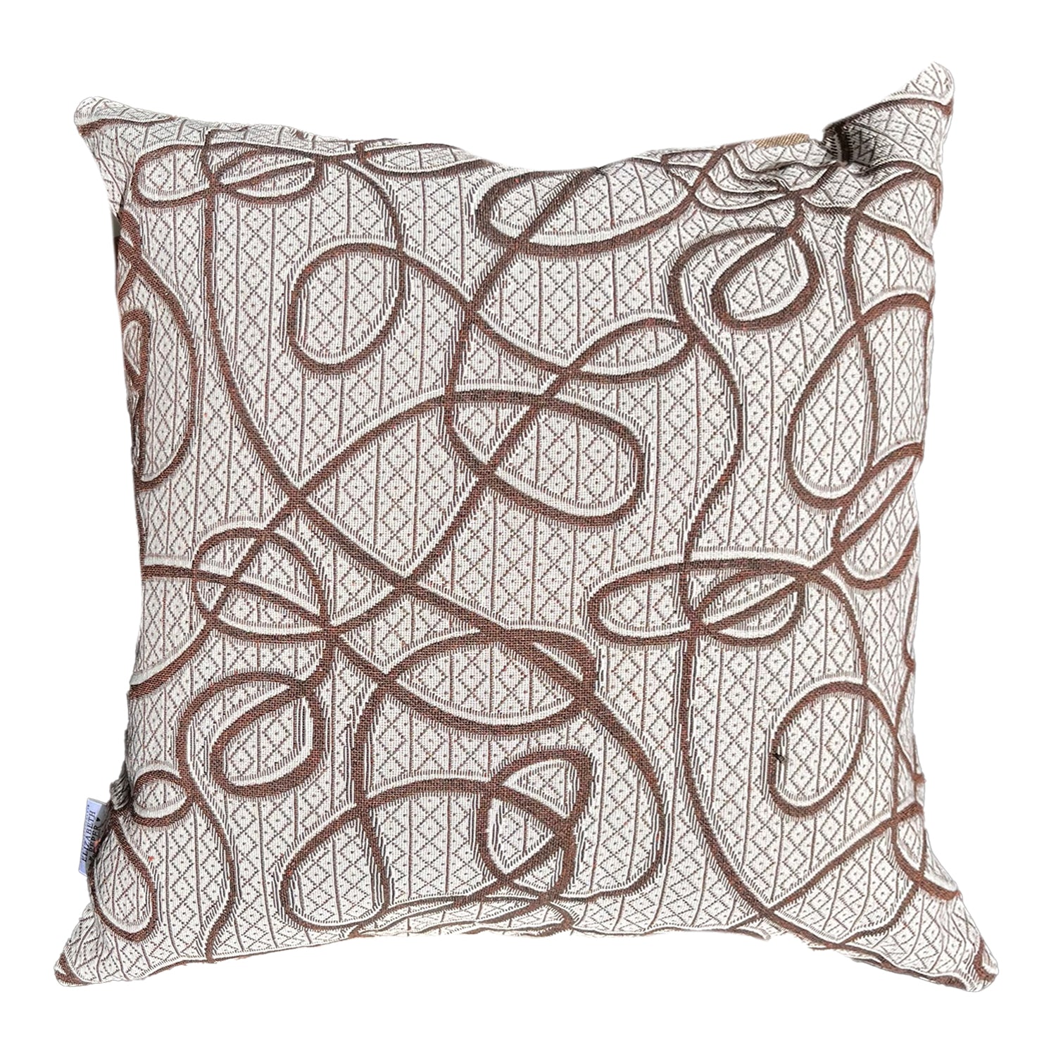 COJIN DECORATIVO DISEÑO CORDON CAFÉ 60X60 RELLENO - 1