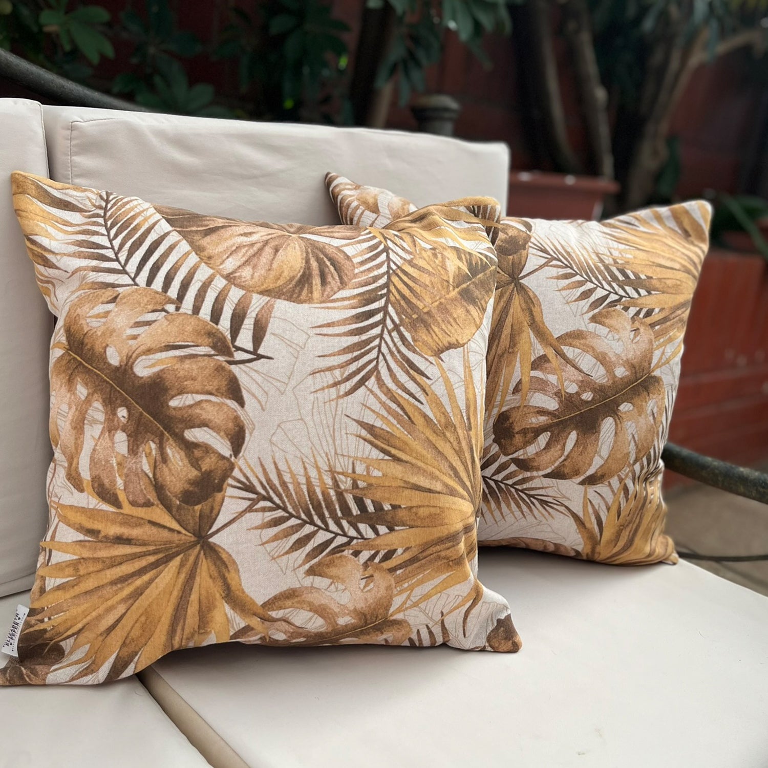 FUNDA COJIN DECORATIVO DISEÑO MONSTERA OTOÑO 50X50 - 2