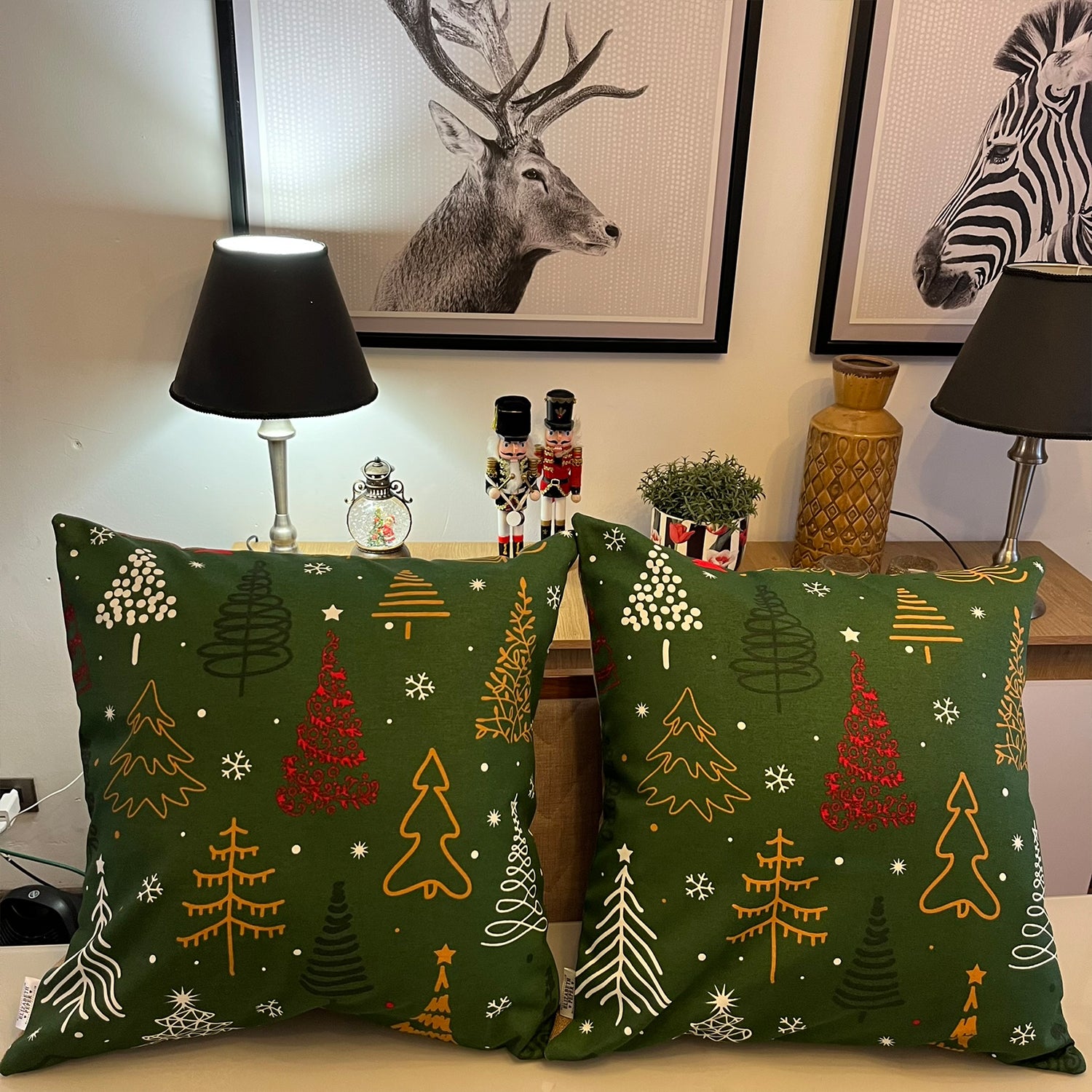 FUNDA COJIN DECORATIVO DISEÑO FESTIVO VERDE 50X50 - 3