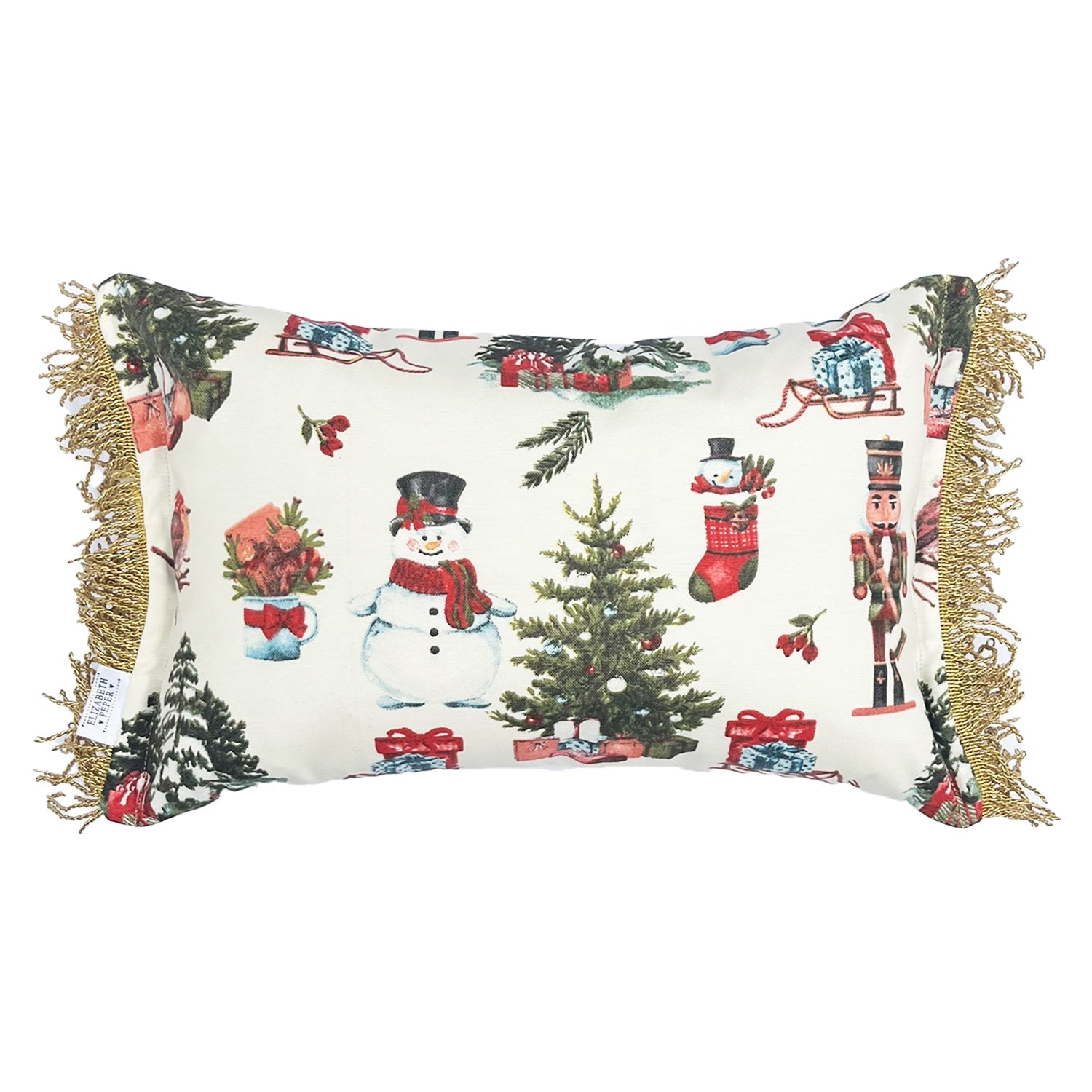 FUNDA COJIN DECORATIVO DISEÑO NAVIDEÑO BLANCO 80X40 - 1