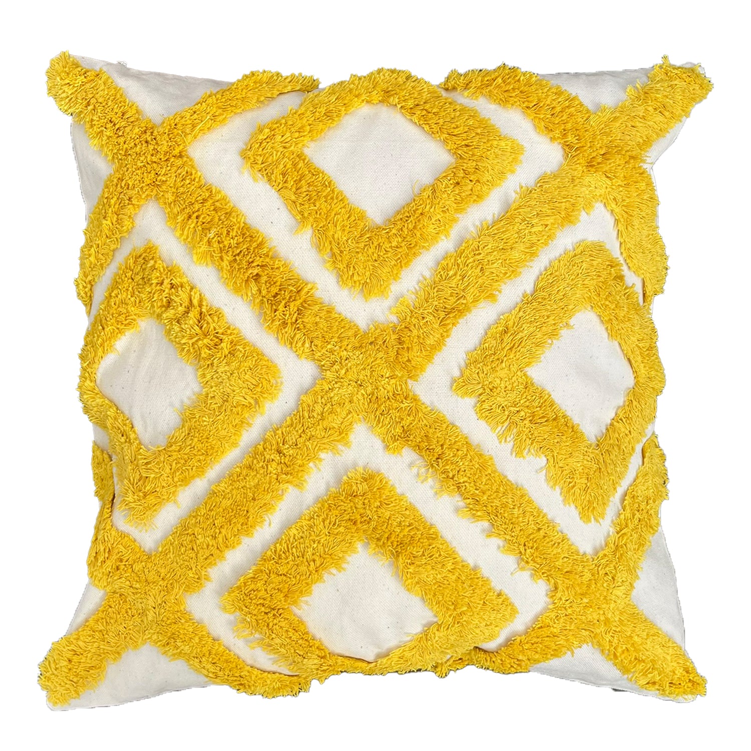 COJIN DECORATIVO DISEÑO ROMBO AMARILLO 45X45 RELLENO - 1