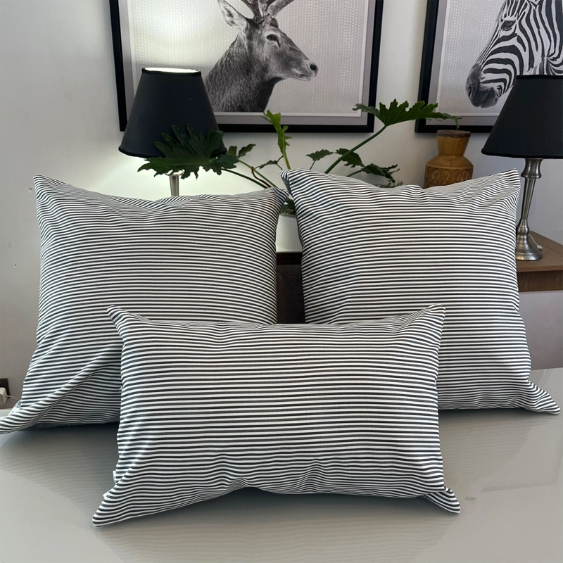 FUNDA COJIN DECORATIVO DISEÑO RAYAS GRIS 50X50 - 2