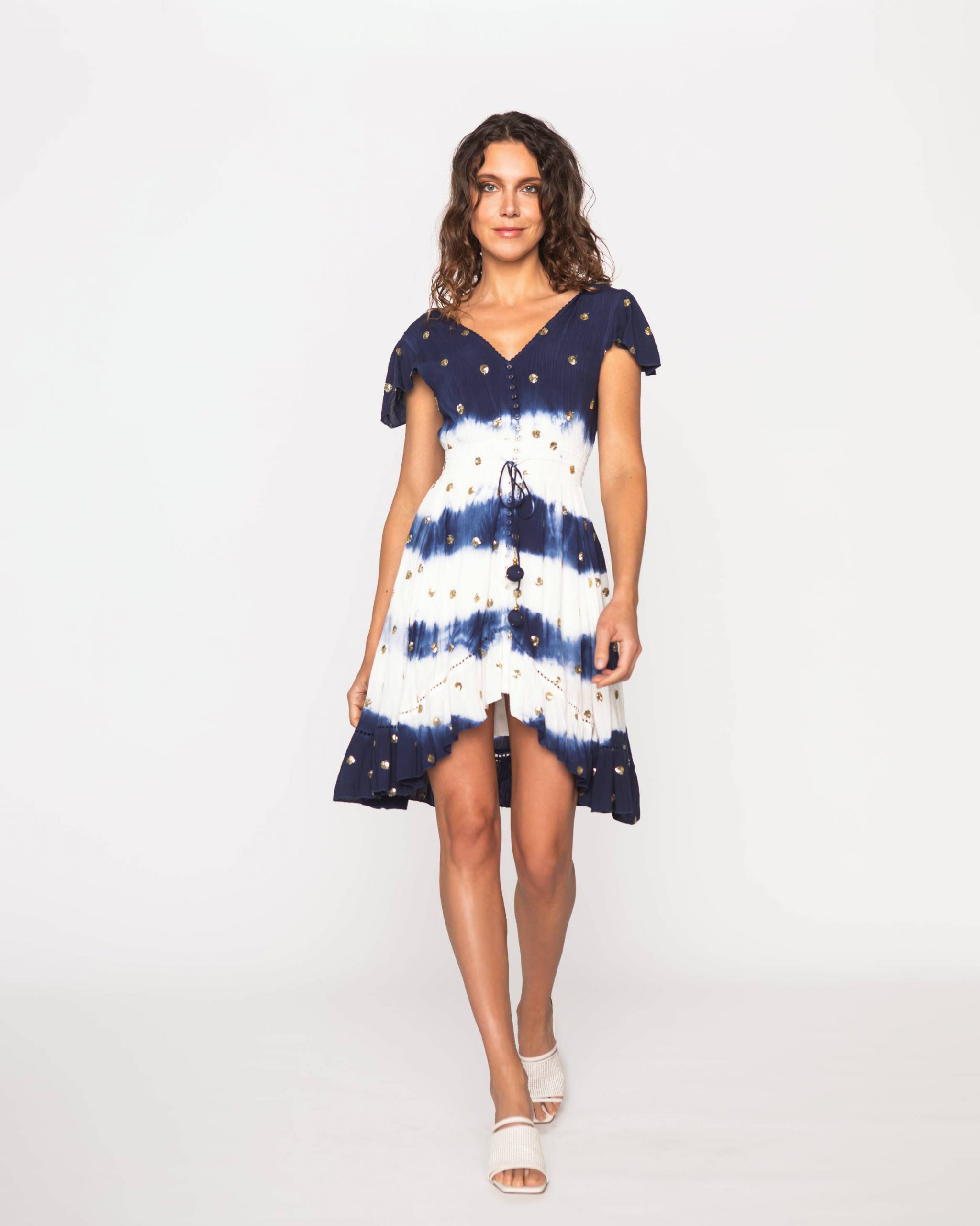 VESTIDO A LA RODILLA ALGODÓN MUJER LE CIVETTE AZUL STELLE - 1
