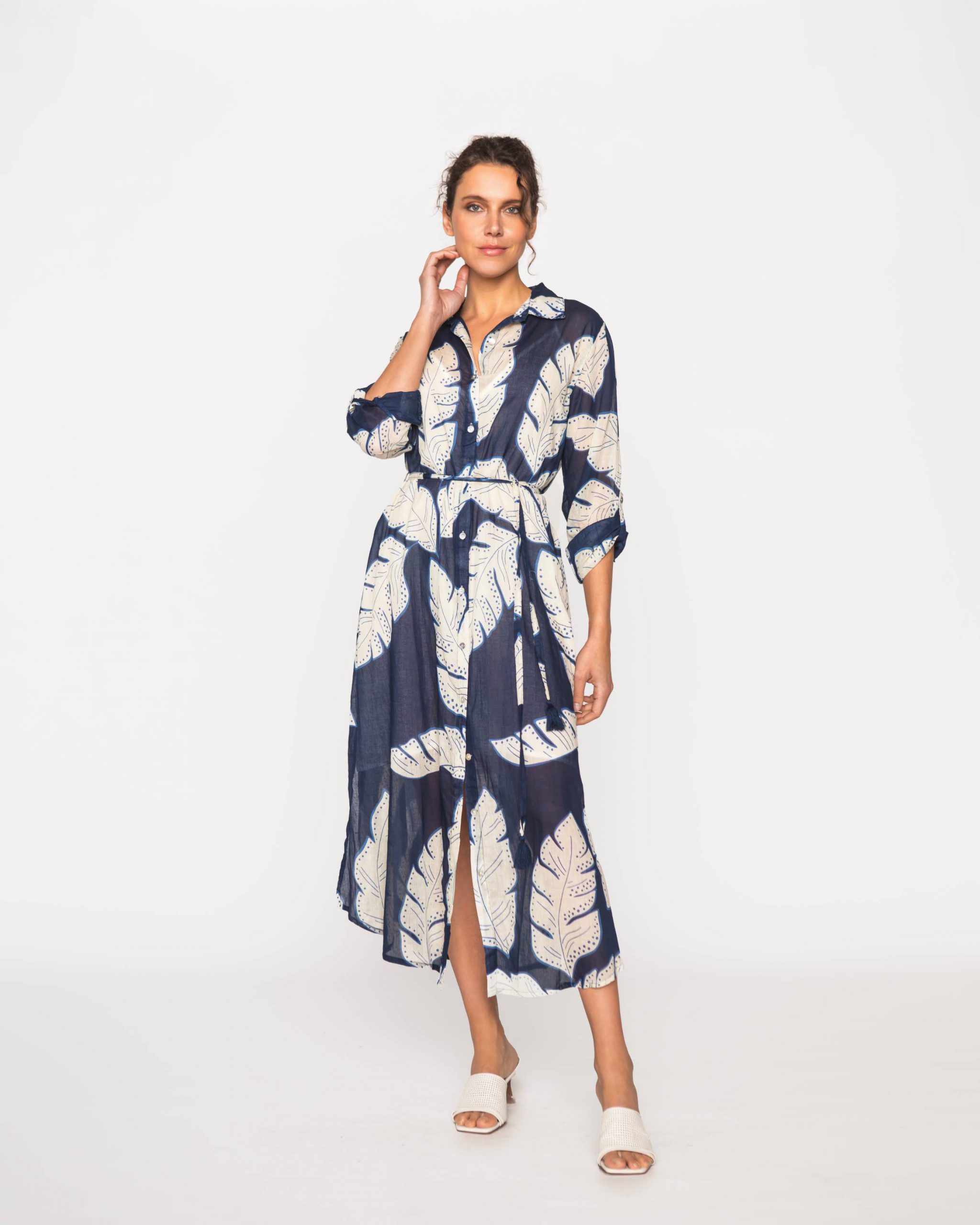 VESTIDO MAXI ALGODÓN MUJER LE CIVETTE AZUL MARINO CLAUDE - 1