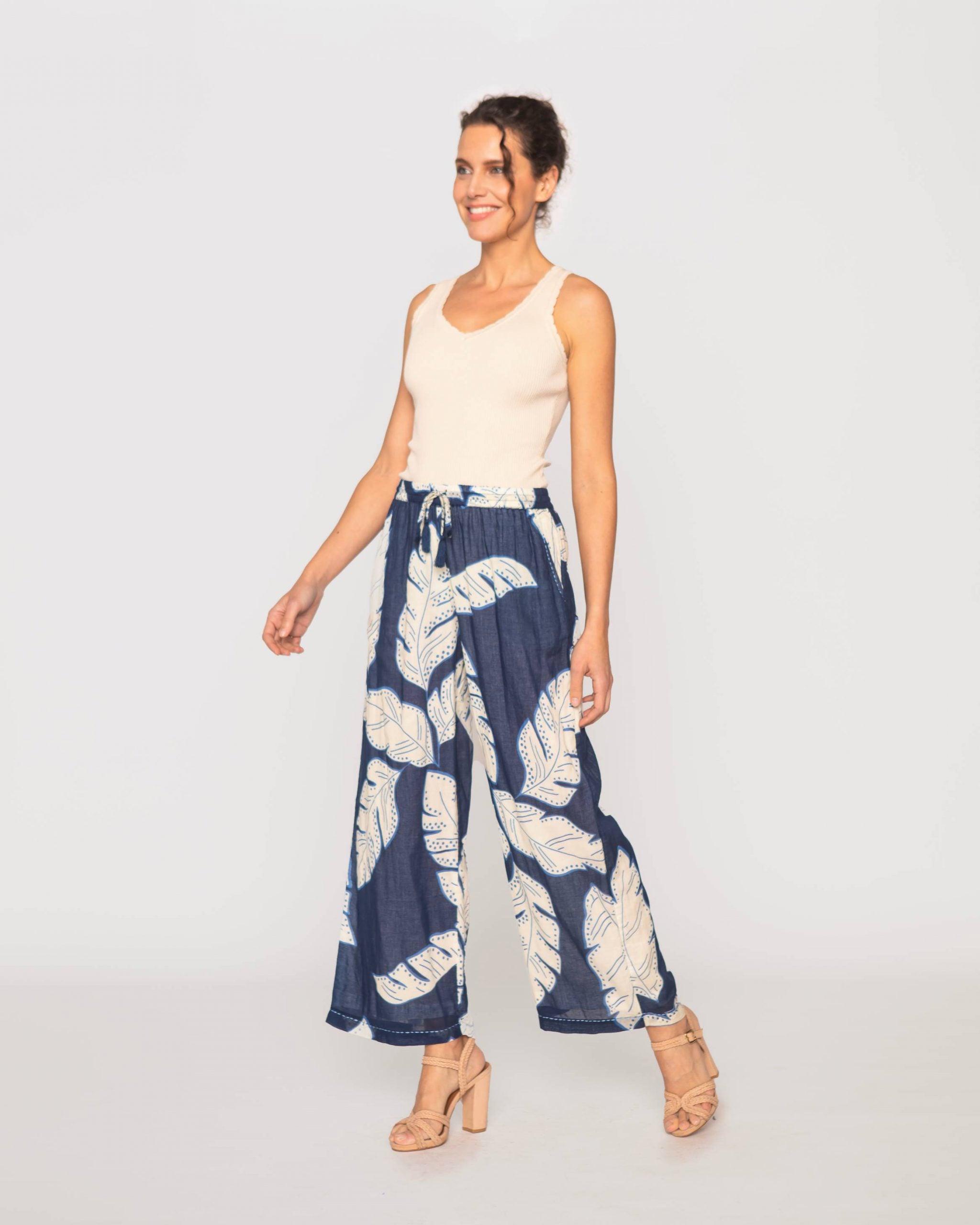 PANTALON ALGODÓN RECTO MUJER LE CIVETTE AZUL PAULETTE - 1