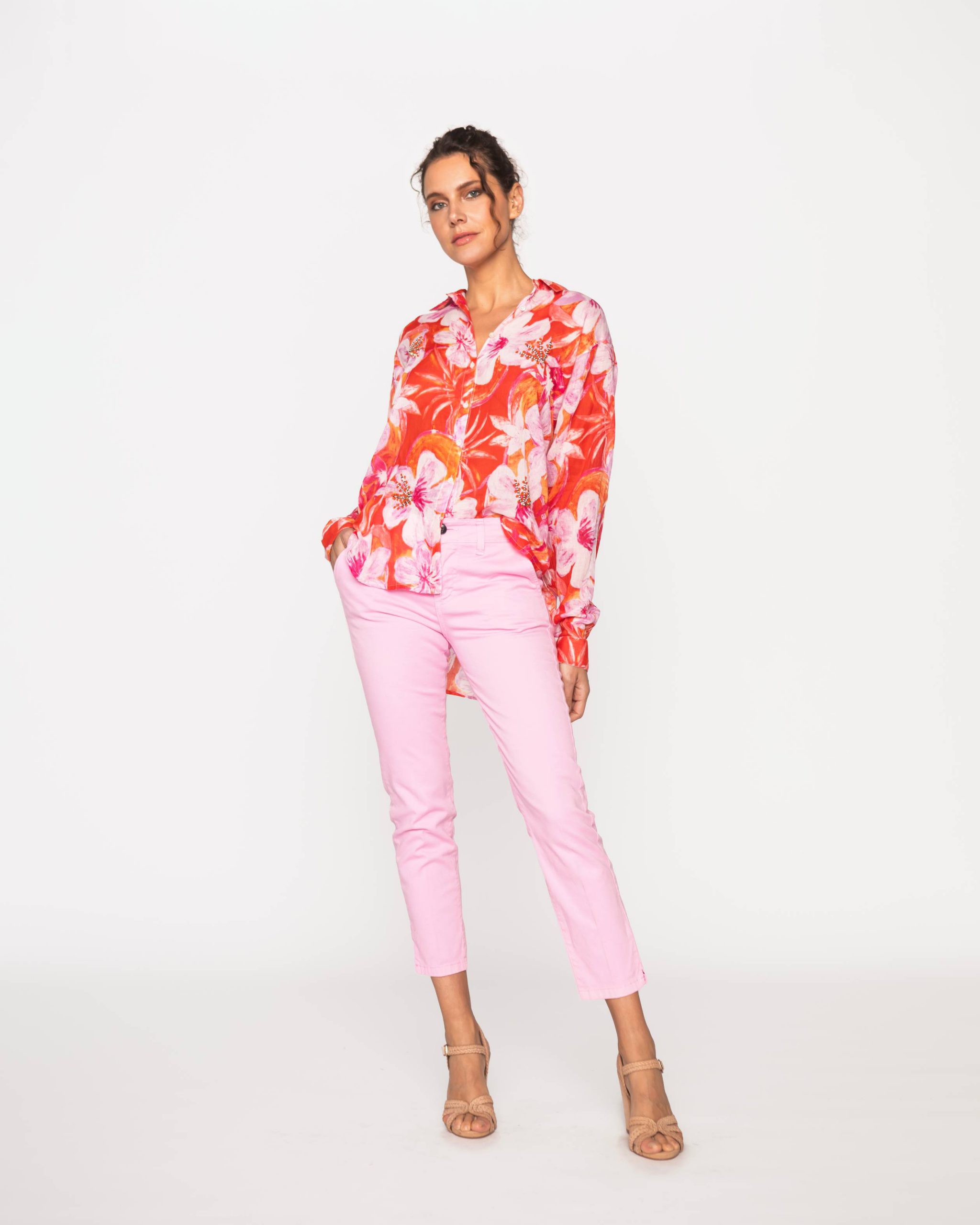 PANTALON TOBILLERO SKINNY MUJER LE CIVETTE ROSADO ROMANE - 1
