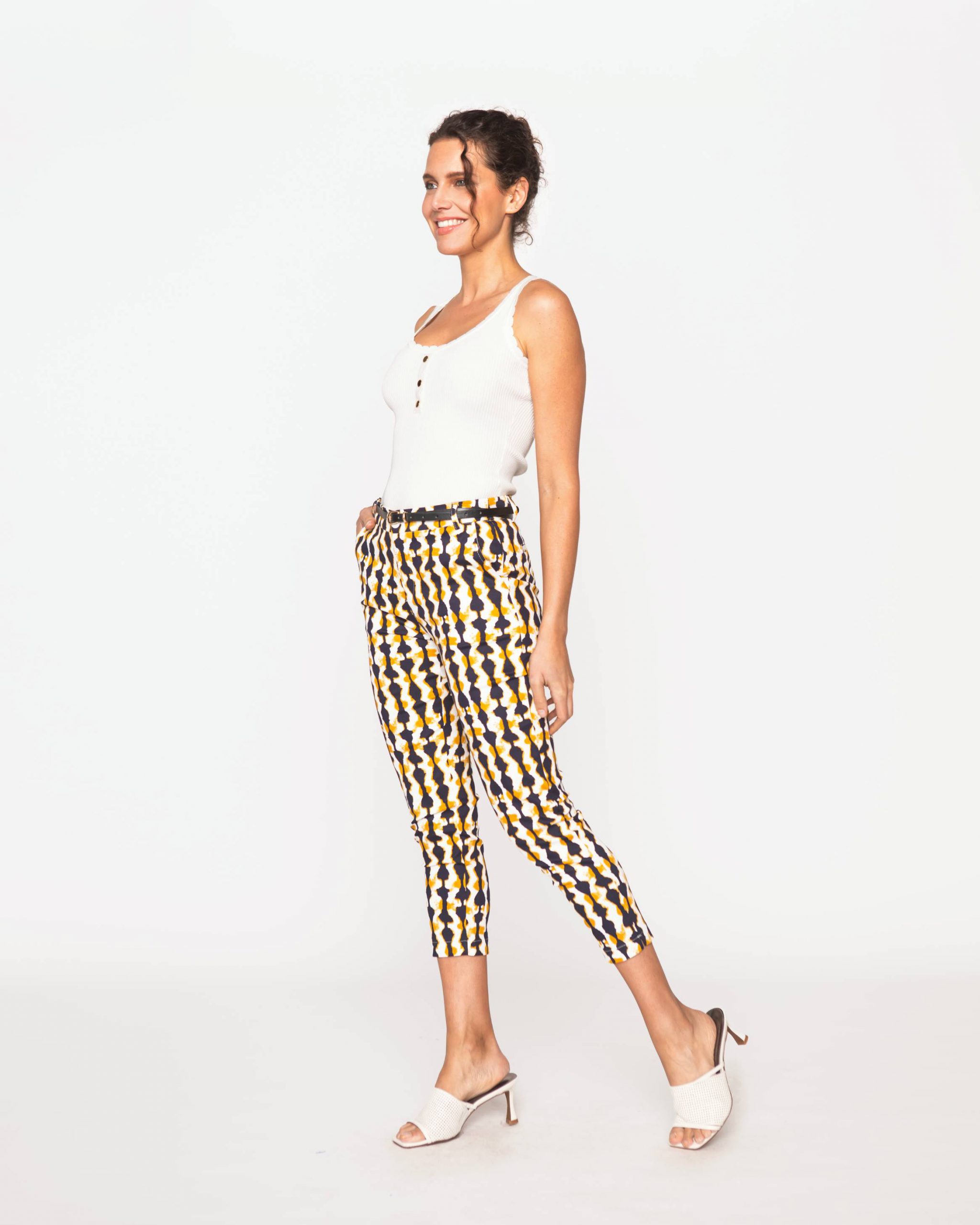 PANTALON TOBILLERO SKINNY MUJER LE CIVETTE AMARILLO TEVA - 1