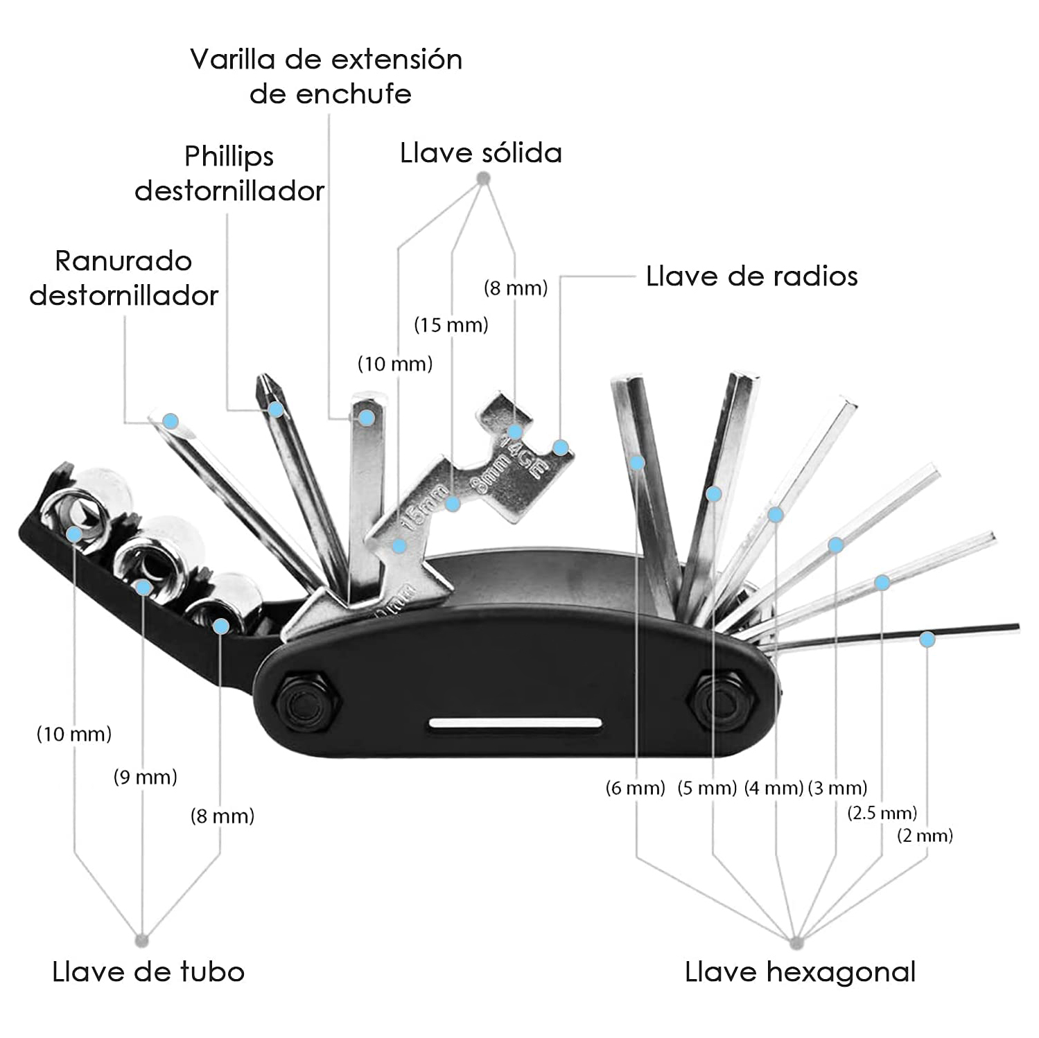 KIT DE HERRAMIENTAS PARA BICICLETA FORCE CON ESTUCHE - 2