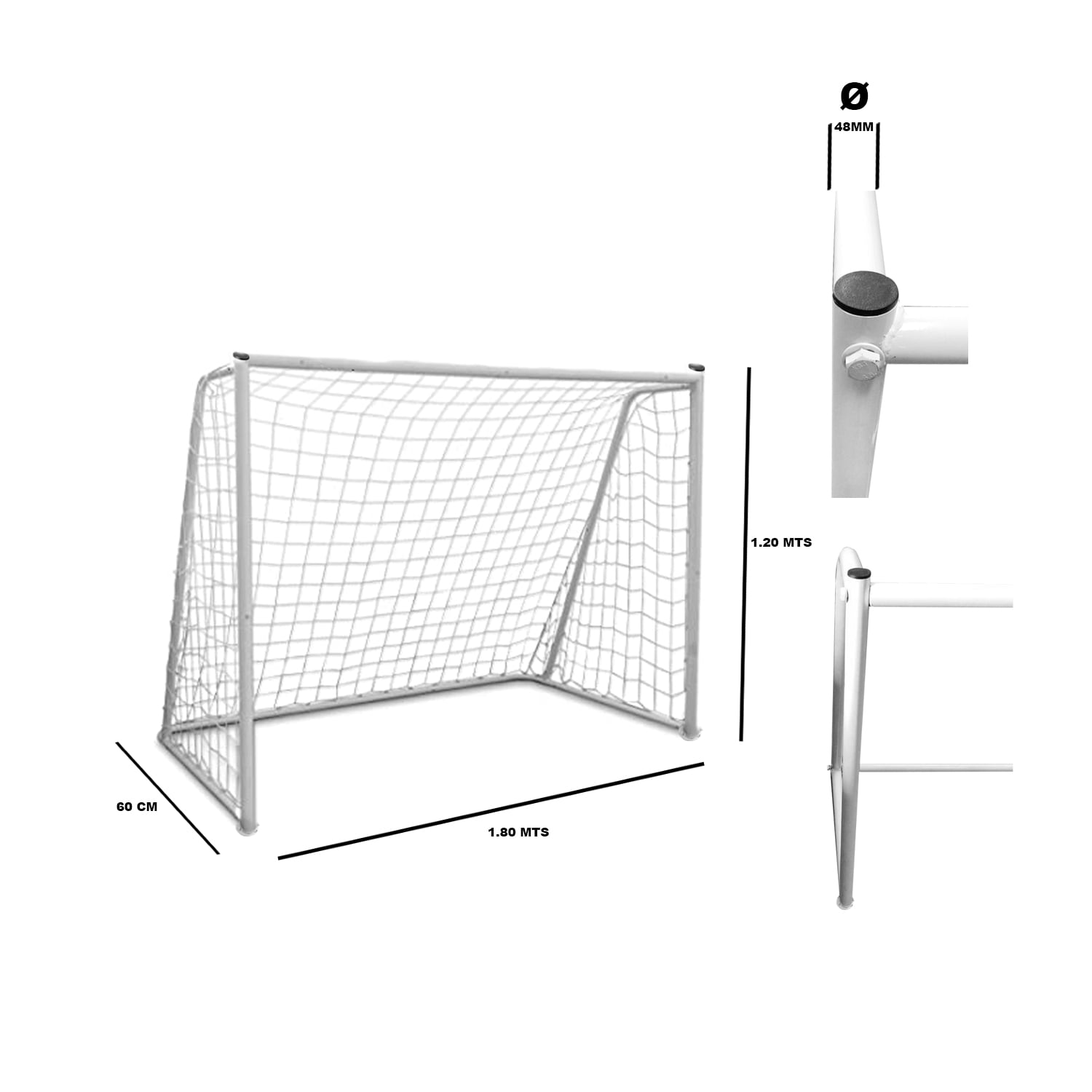 1 MINI ARCO FORCE METAL DE FUTBOL DE FIERRO 180 X 120 CM 48 MM + RED - 2