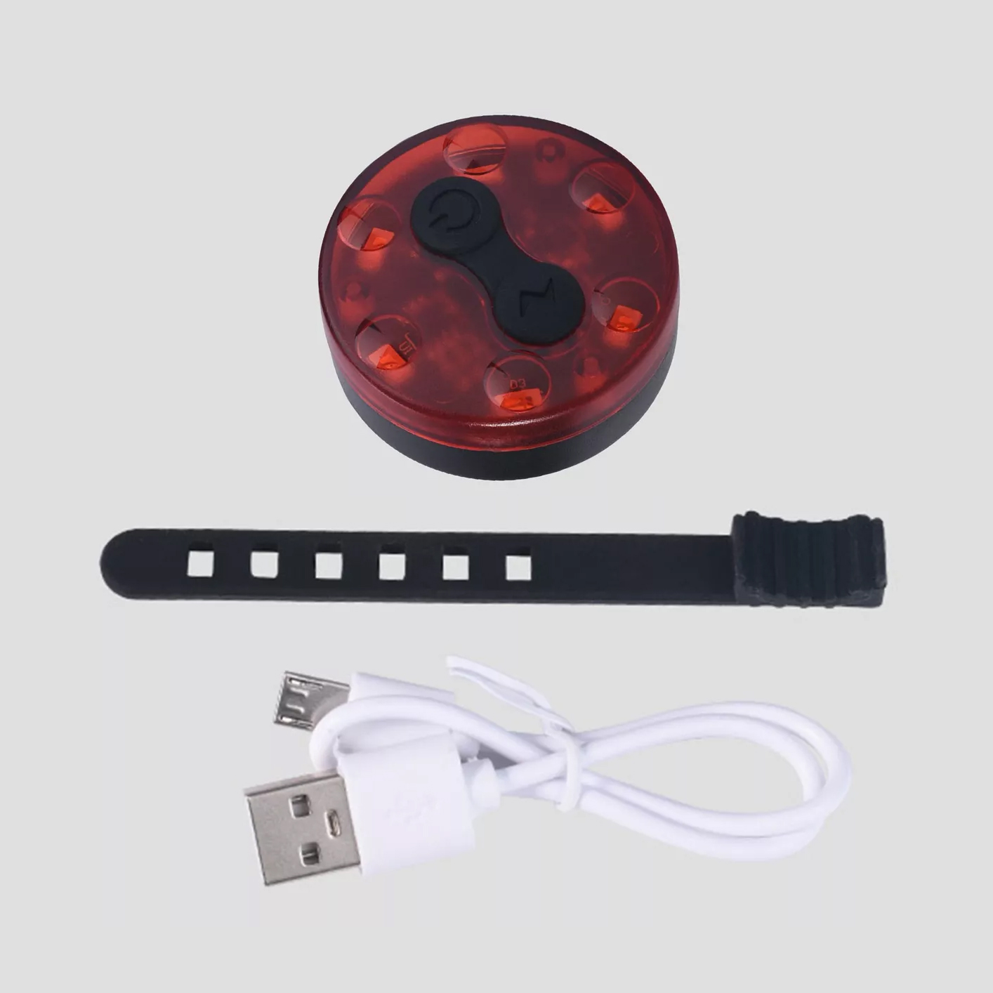 LUZ LED FORCE REDONDA PARA BICICLETA RECARGABLE ROJA - 2