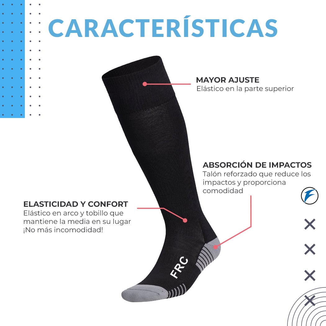 2 PARES MEDIAS DEPORTIVAS FUTBOL UNISEX FORCE CON LÍNEAS FRC INFANTIL - 3