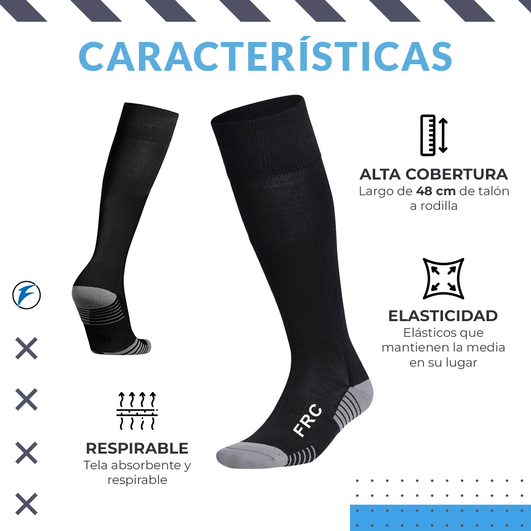 2 PARES MEDIAS DEPORTIVAS FUTBOL UNISEX FORCE CON LÍNEAS FRC ADULTO - 4