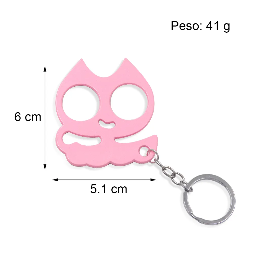 MANOPLA DEFENSA PERSONAL FORCE ACERO 2 UNIDADES DISEÑO GATO TIPO LLAVERO - 2