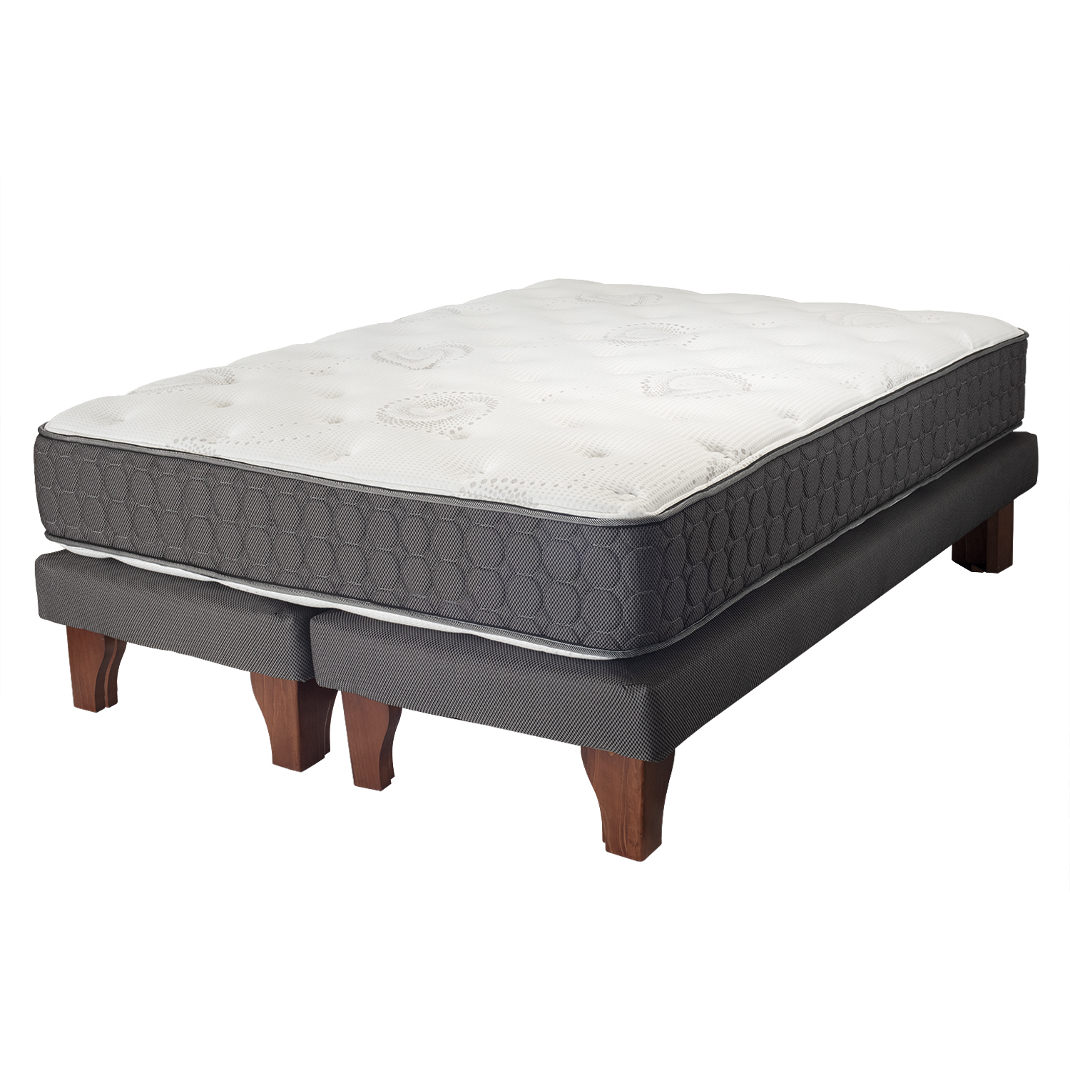 CAMA NOVATEX HOME 2 PLAZAS EUROPEA PRIME DUAL BOX GRIS - 1