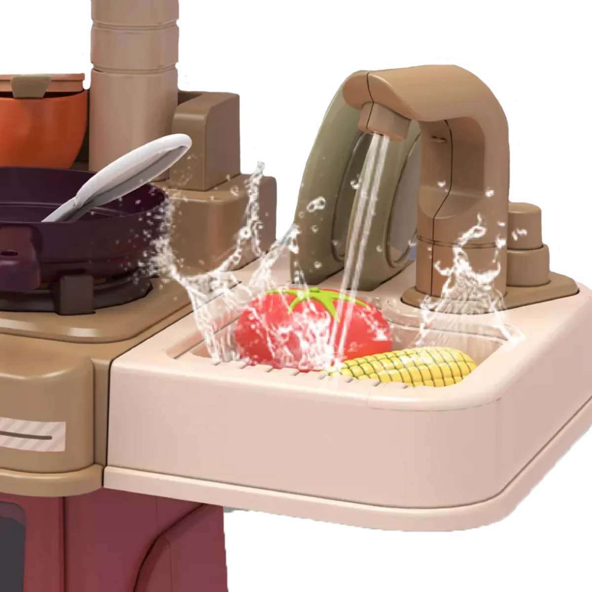 COCINA DE JUGUETE 42 ACCESORIOS ESTILO MODERNO ROSADA. - 1