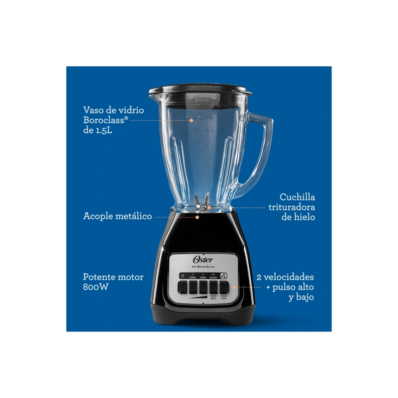 LICUADORA OSTER NEGRA TECLAS 550W 2 VEL BLSTKAG-BPB - 9