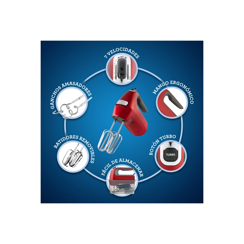 BATIDORA MANUAL OSTER ROJA 7 VEL 360R - 6