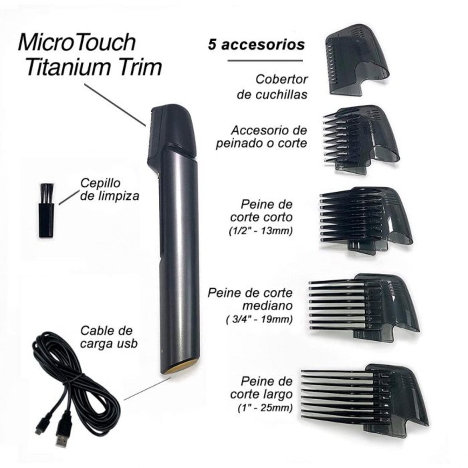 AFEITADORA INALÁMBRICO A3D MICROTOUCH TITANIUM TRIM CORTADORA - 2