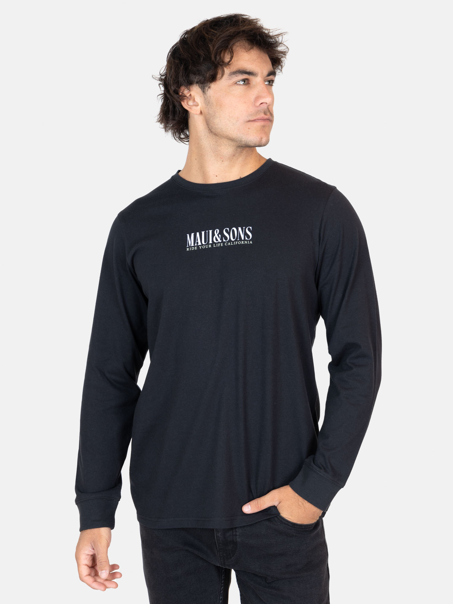POLERA ML SALTY AIR NEGRO HOMBRE MAUI AND SONS - 1