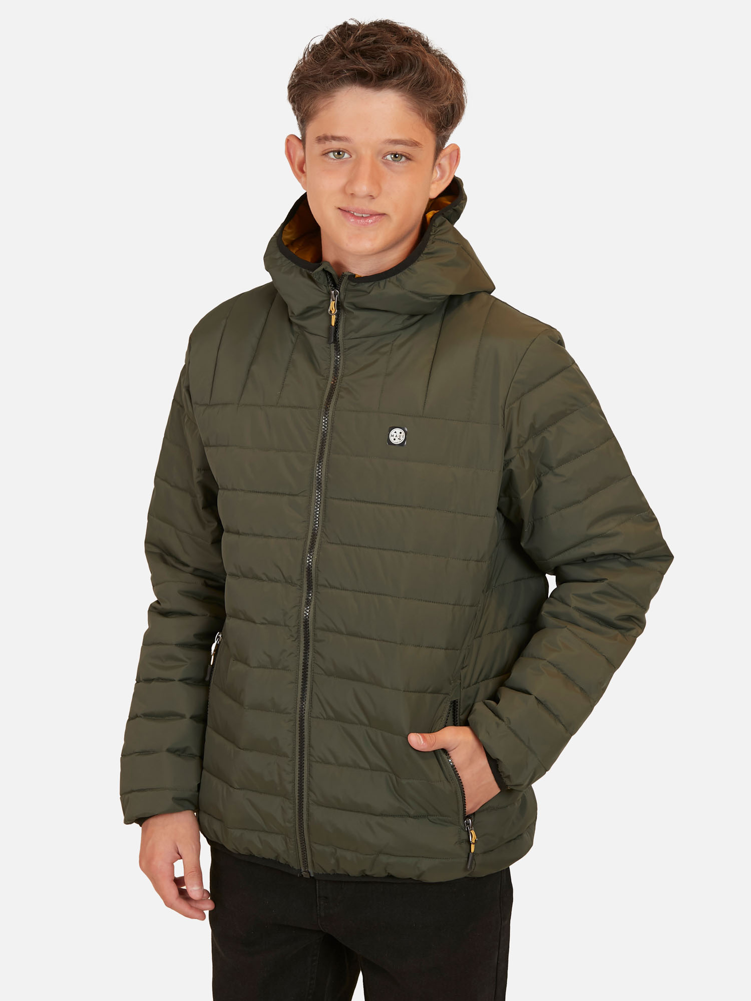 PARKA MANGA LARGA UNISEX MAUI & SONS 5PK947-MI PUFFA ANAHOLA YOUNG OLIVE OLIVO INFANTIL - 1