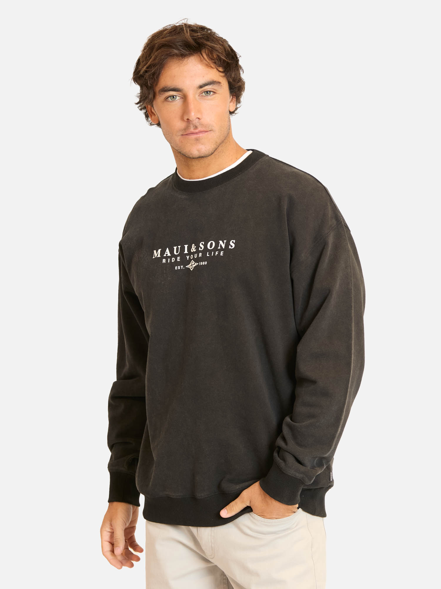POLERON CR OCEANDRA EN COLOR NEGRO HOMBRE MAUI AND SONS - 1