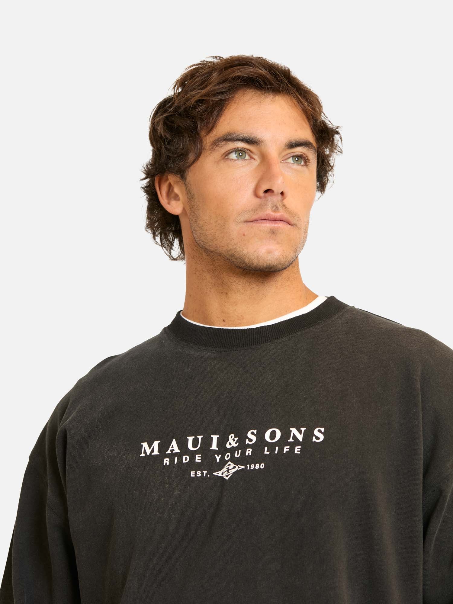 POLERON CR OCEANDRA EN COLOR NEGRO HOMBRE MAUI AND SONS - 3