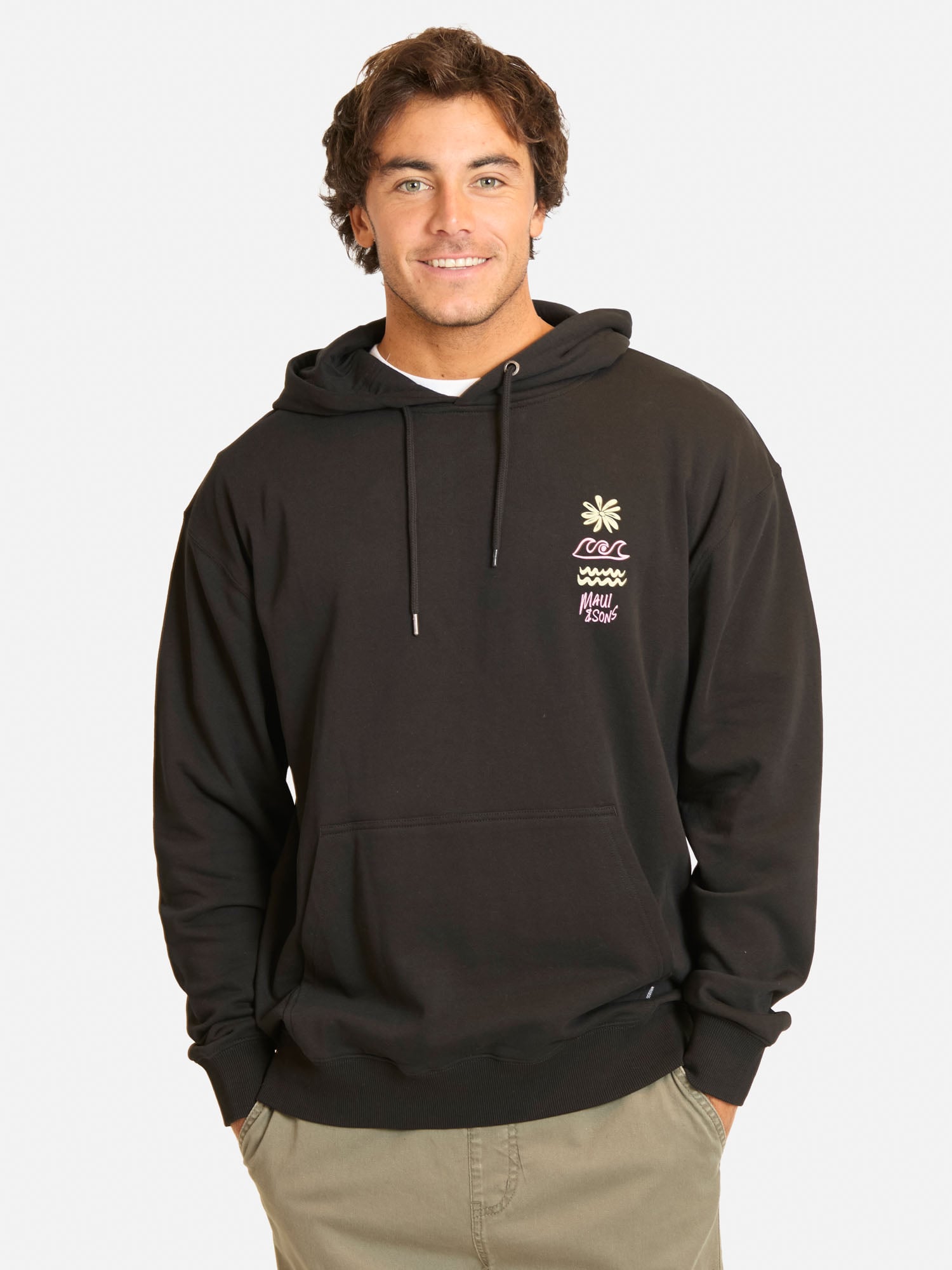 POLERON CANGURO MARAHUA EN COLOR NEGRO HOMBRE MAUI AND SONS - 1