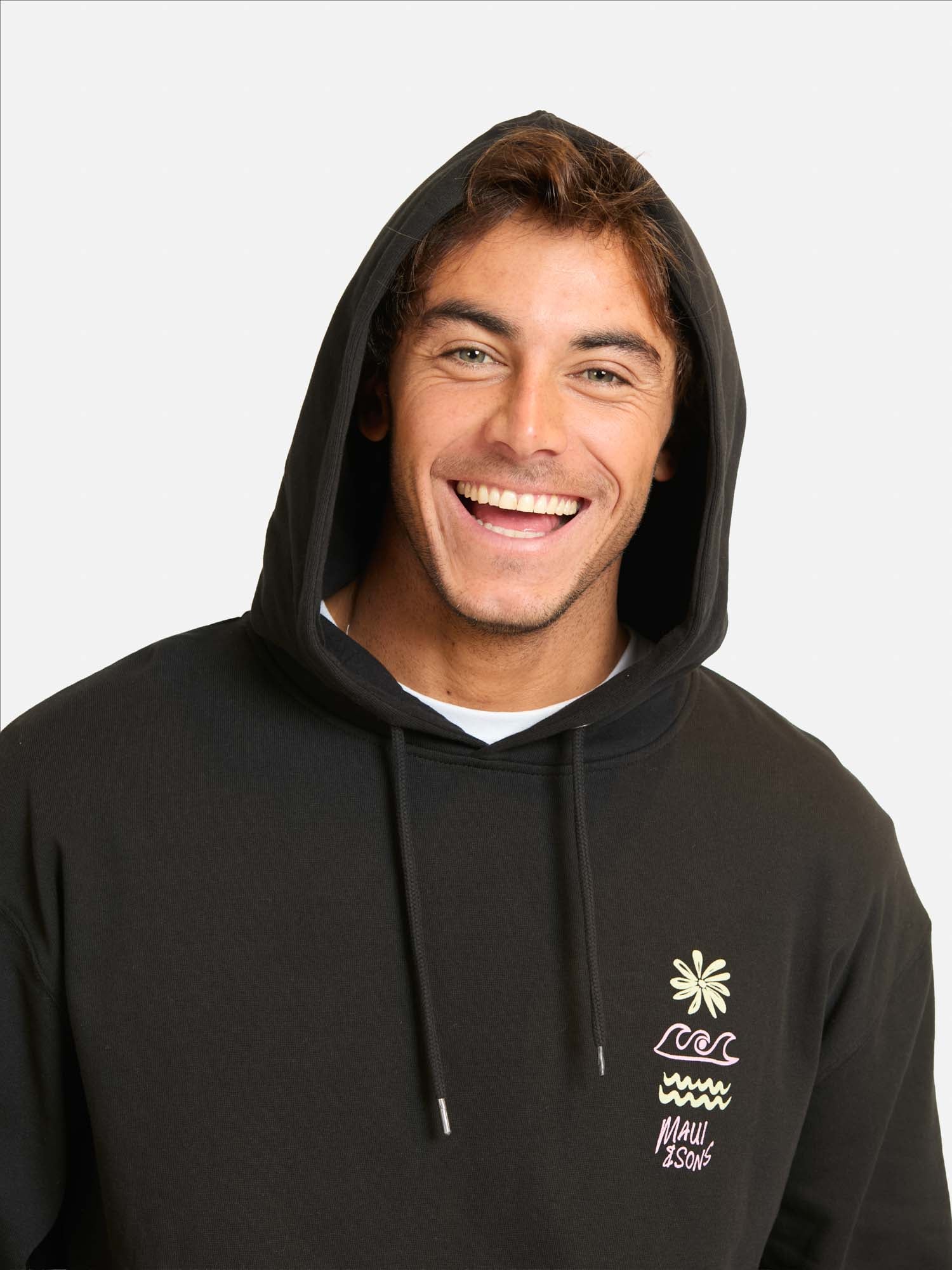 POLERON CANGURO MARAHUA EN COLOR NEGRO HOMBRE MAUI AND SONS - 3