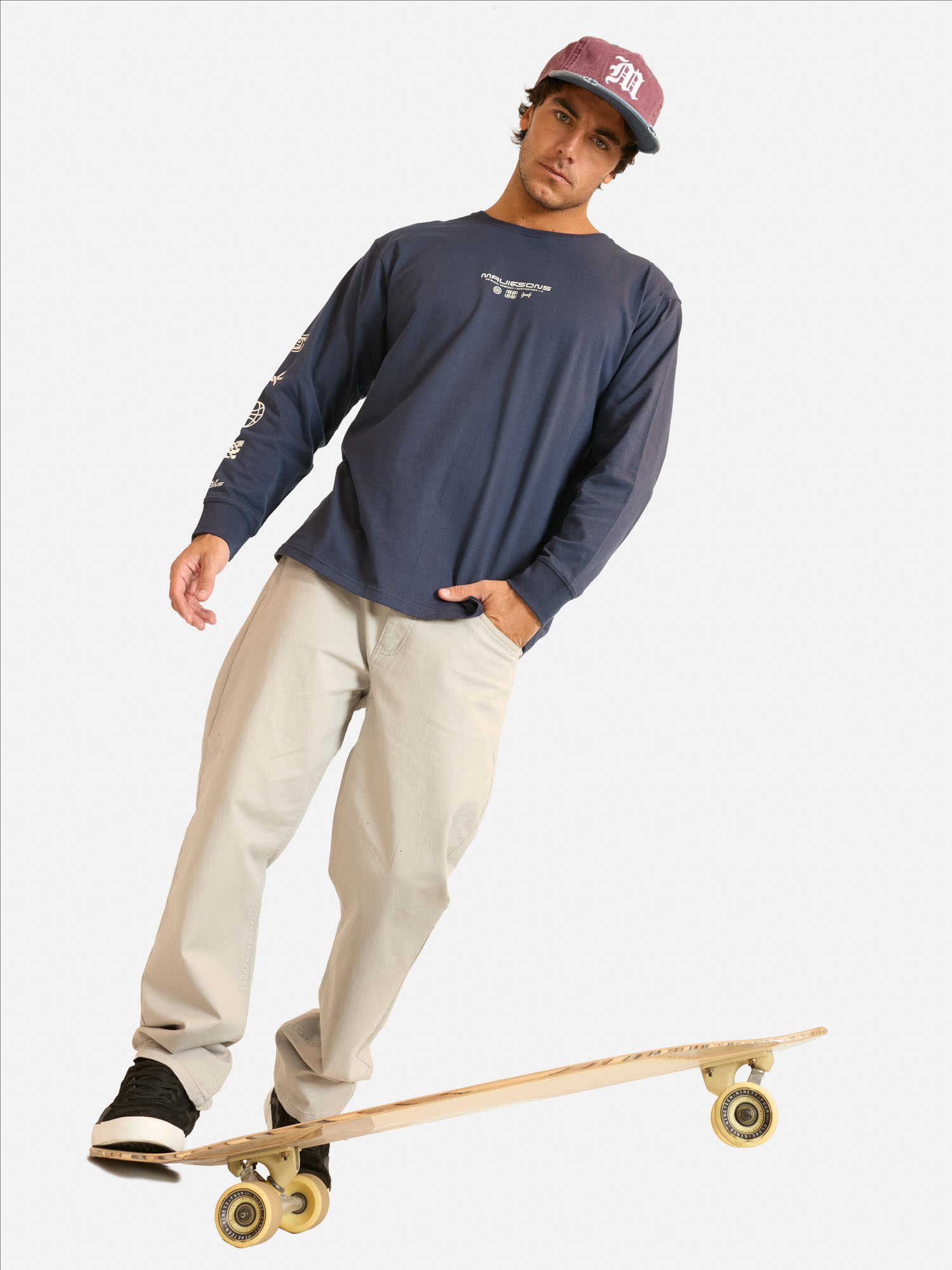 POLERA ML MOPI AZUL HOMBRE MAUI AND SONS - 4