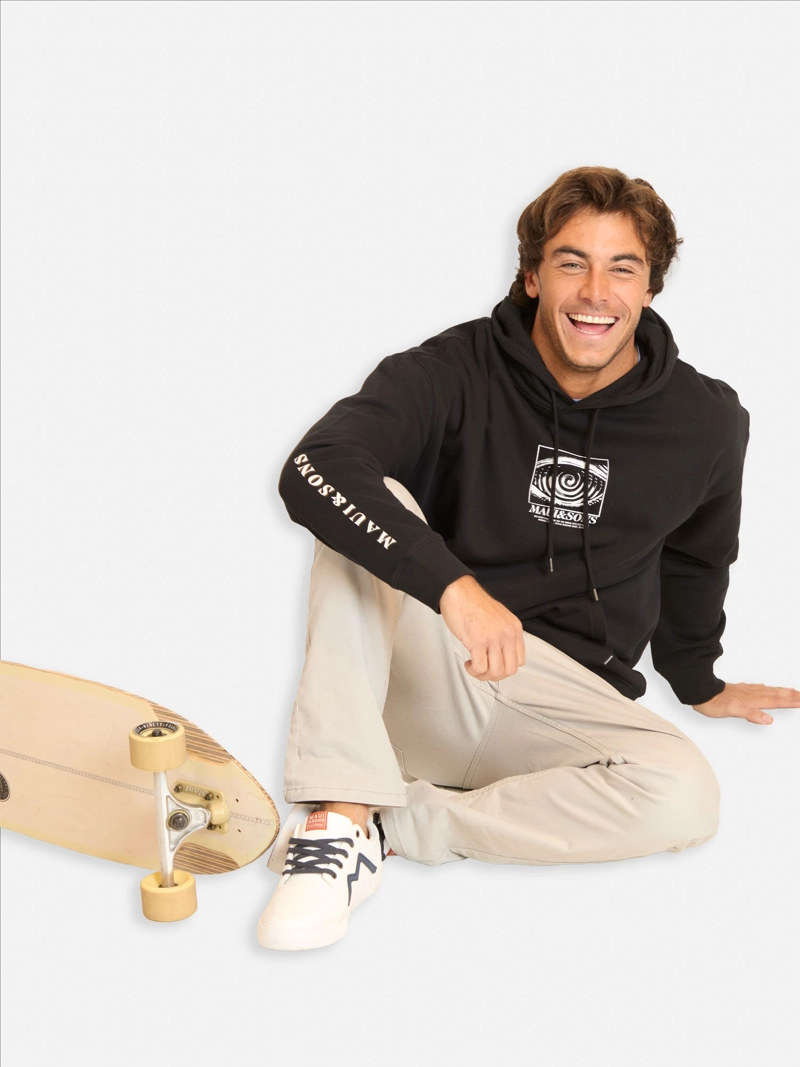 POLERON CANGURO PLAYVORA EN COLOR NEGRO HOMBRE MAUI AND SONS - 5