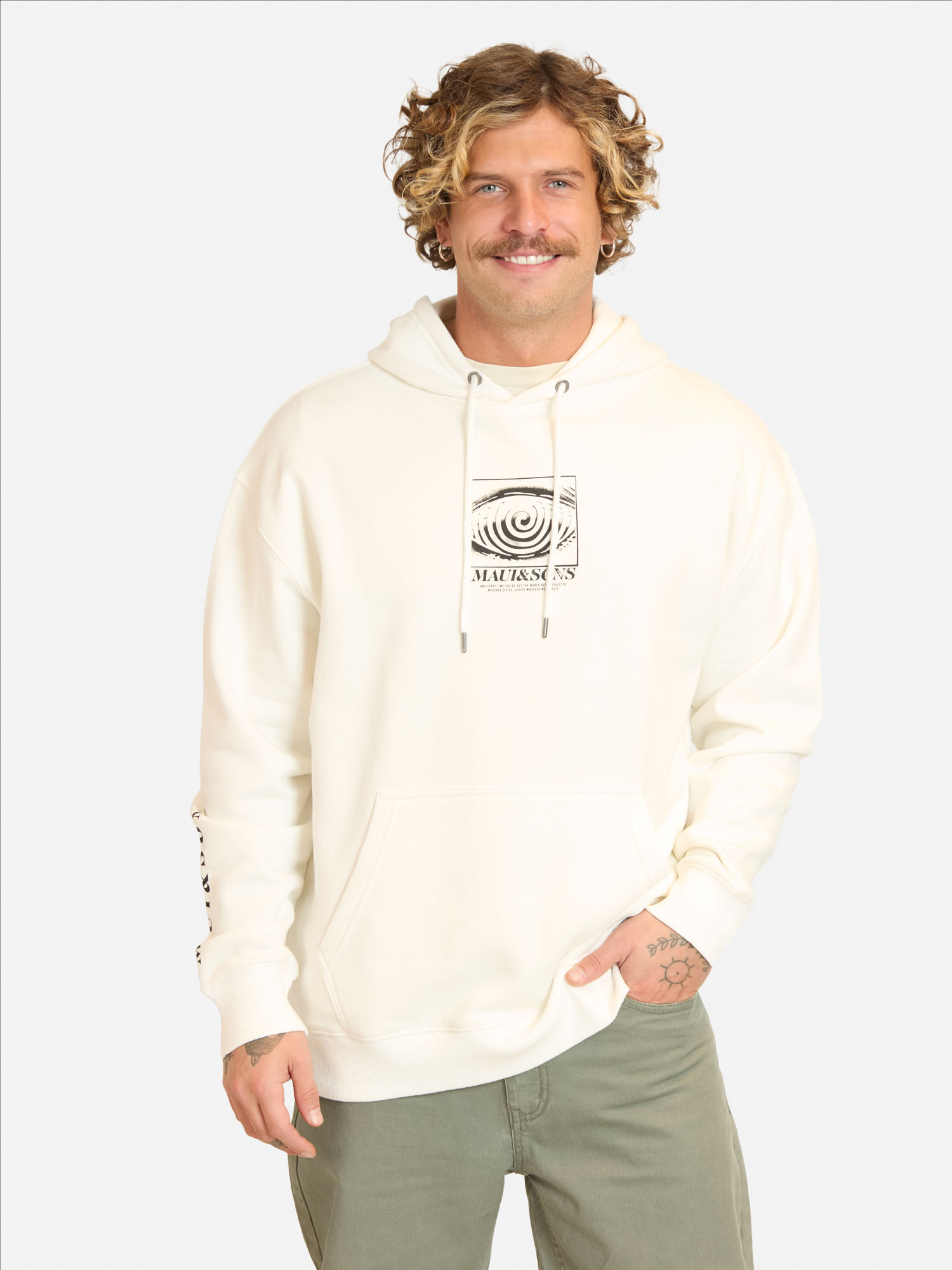POLERON CANGURO SOLORIA EN COLOR BLANCO HOMBRE MAUI AND SONS - 1
