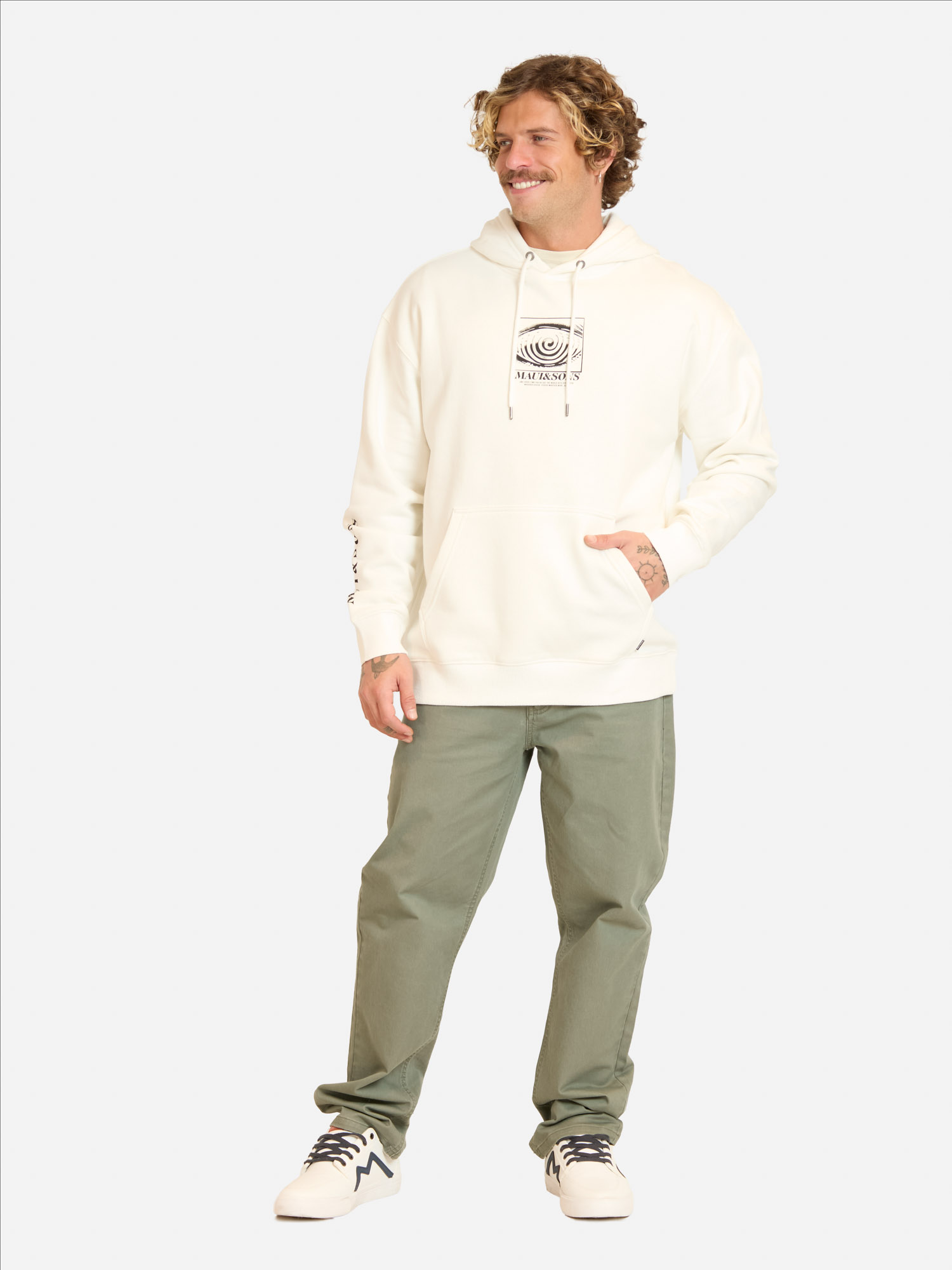 POLERON CANGURO SOLORIA EN COLOR BLANCO HOMBRE MAUI AND SONS - 4