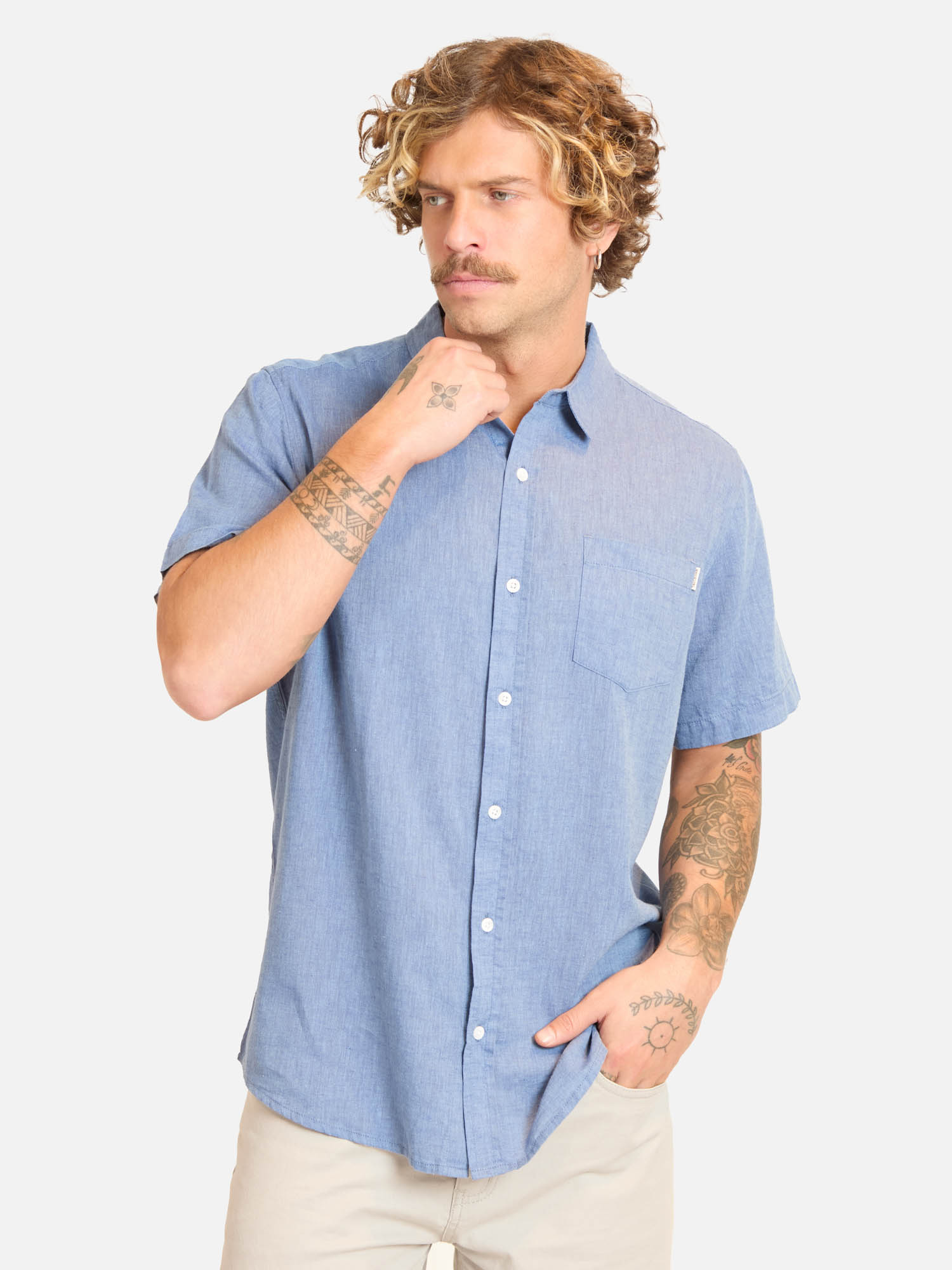 CAMISA MC KAIRU CELESTE HOMBRE MAUI AND SONS - 1