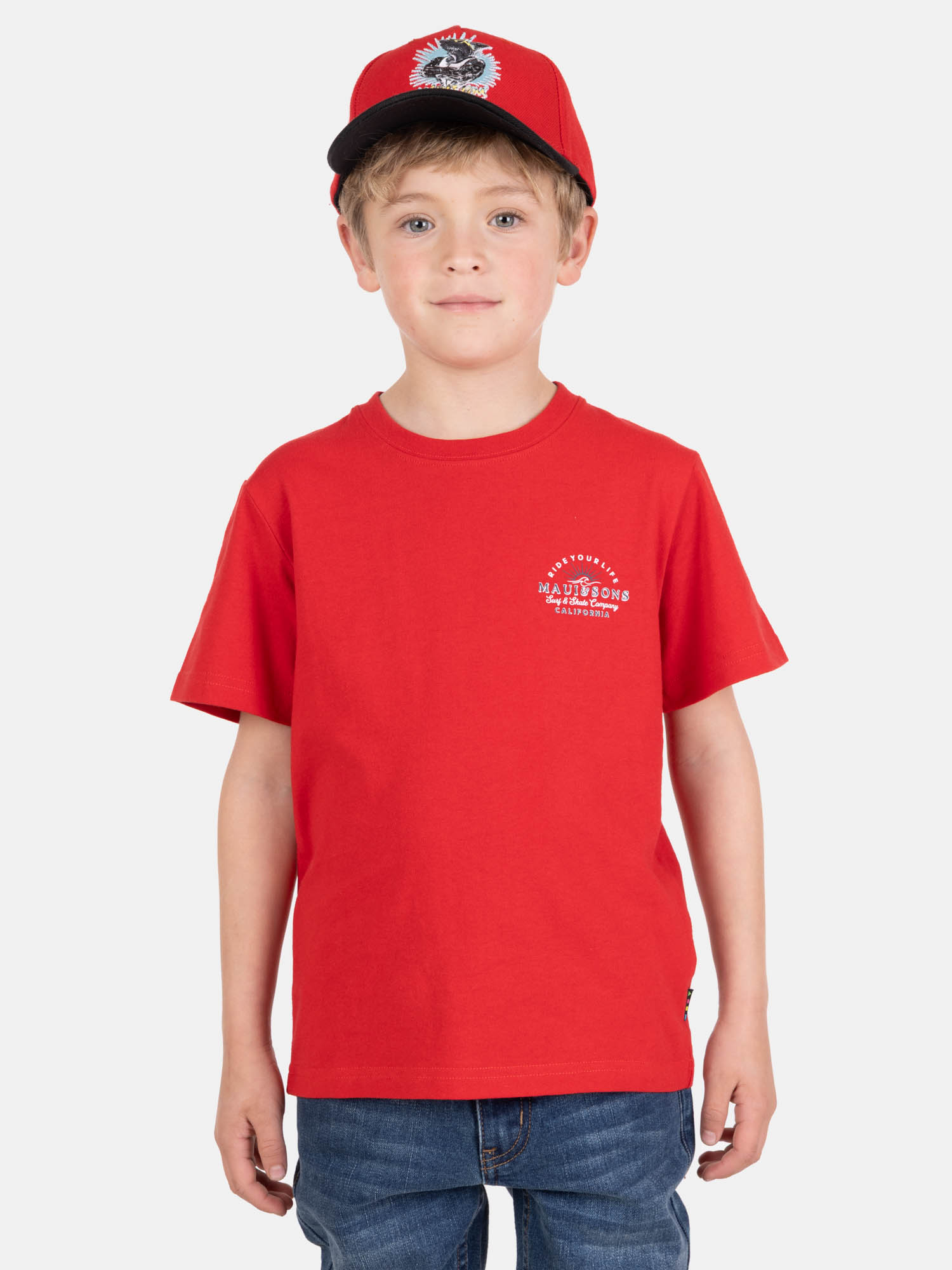 POLERA MC HELIOX EN COLOR ROJO INFANTIL MAUI AND SONS - 1