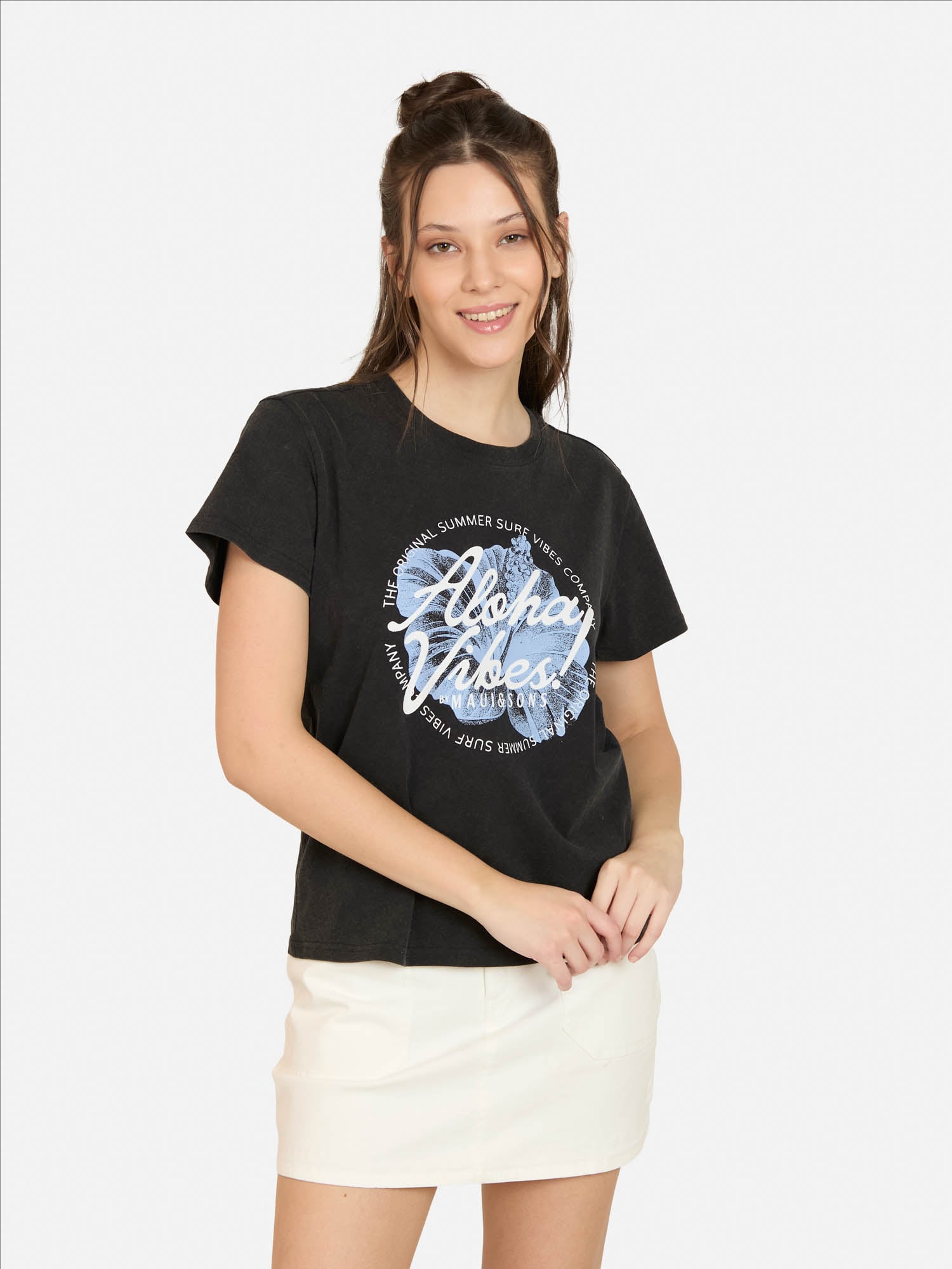 POLERA MC MALIVA EN COLOR NEGRO MUJER MAUI AND SONS - 1