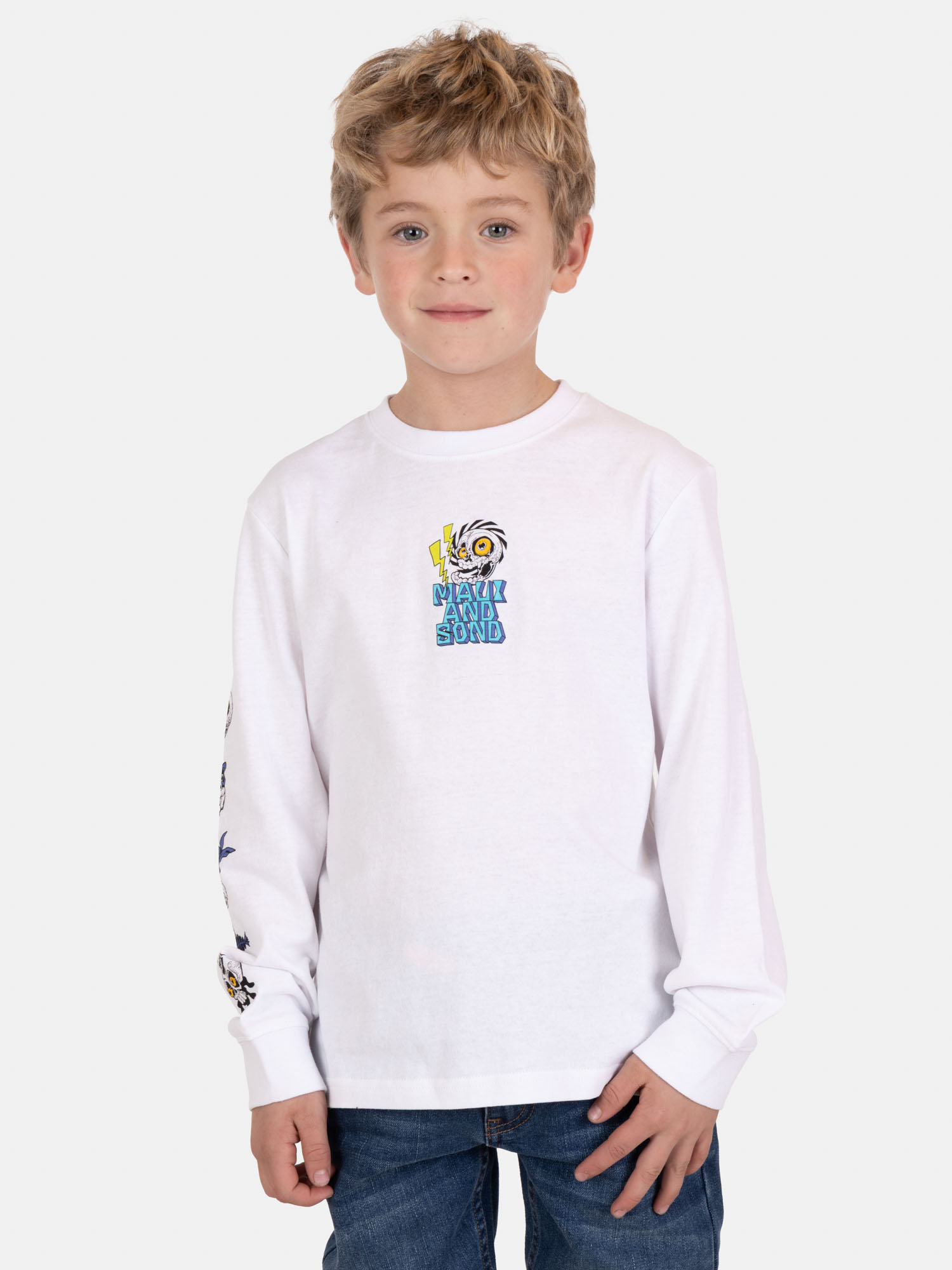 POLERA ML ZAFIRO BLANCO INFANTIL MAUI AND SONS - 1