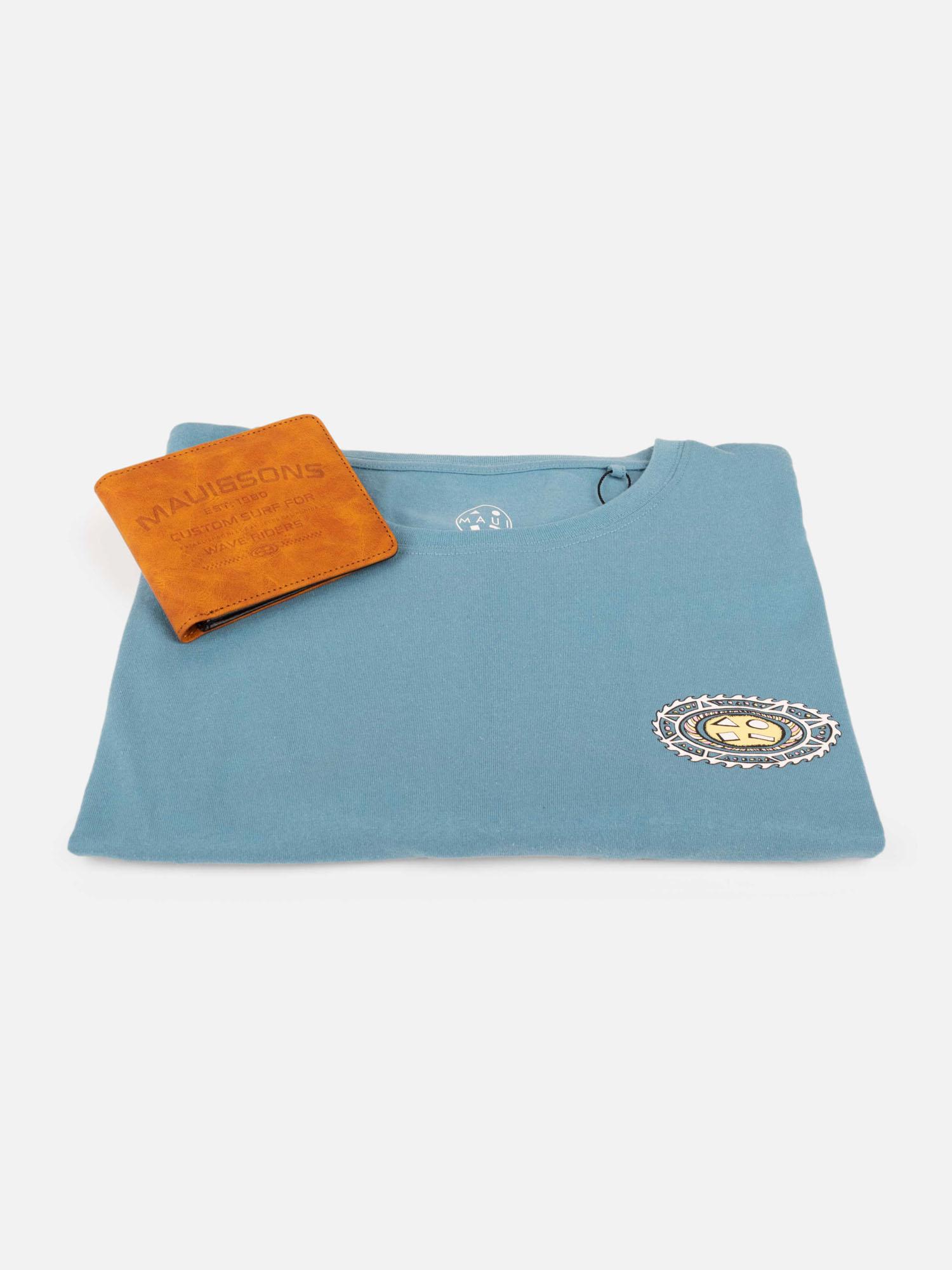 PACK POLERA BILLETERA SERAPHIC CELESTE HOMBRE MAUI AND SONS - 4