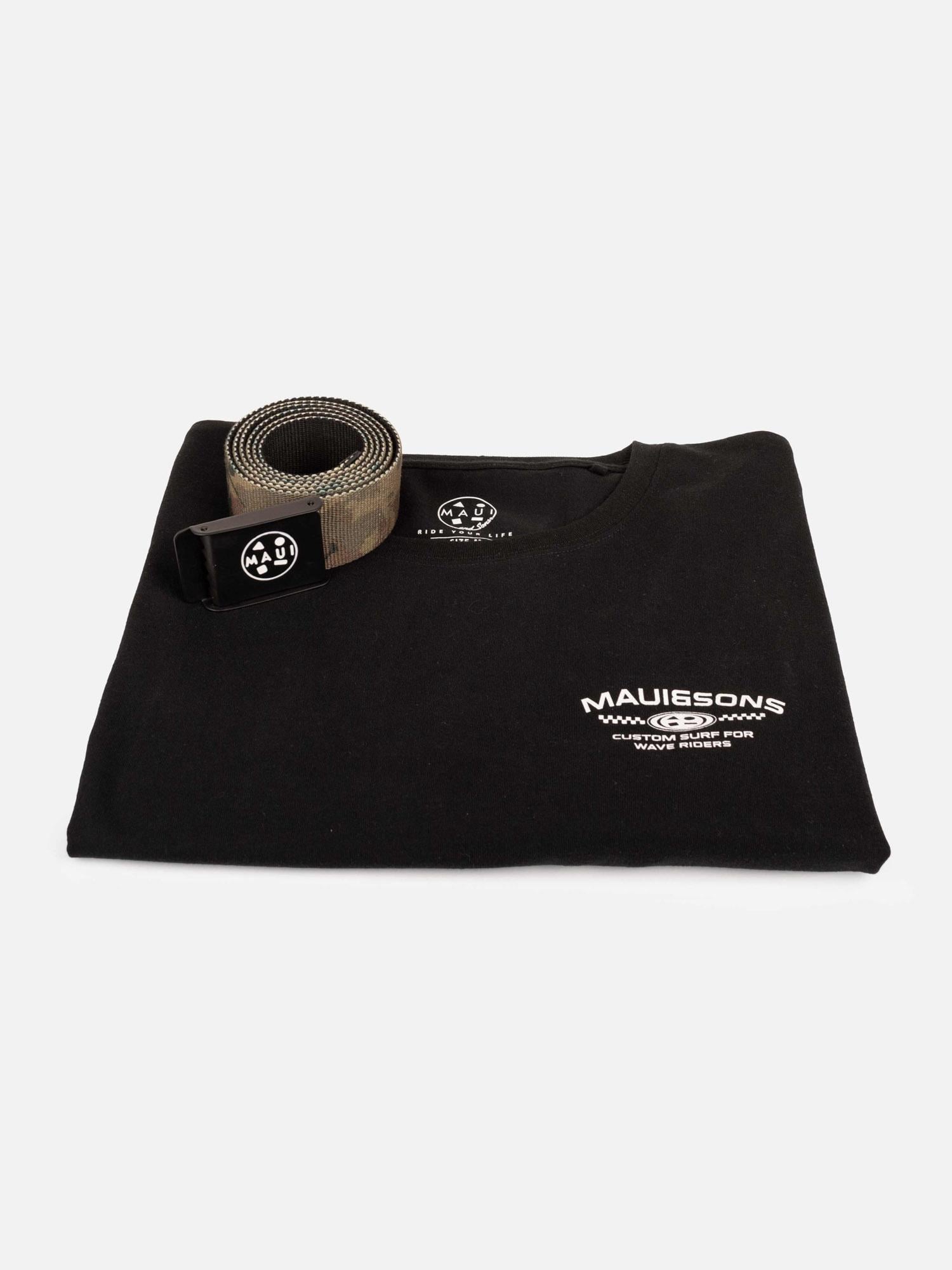 PACK POLERA CINTURON STARDUST NEGRO HOMBRE MAUI AND SONS - 4